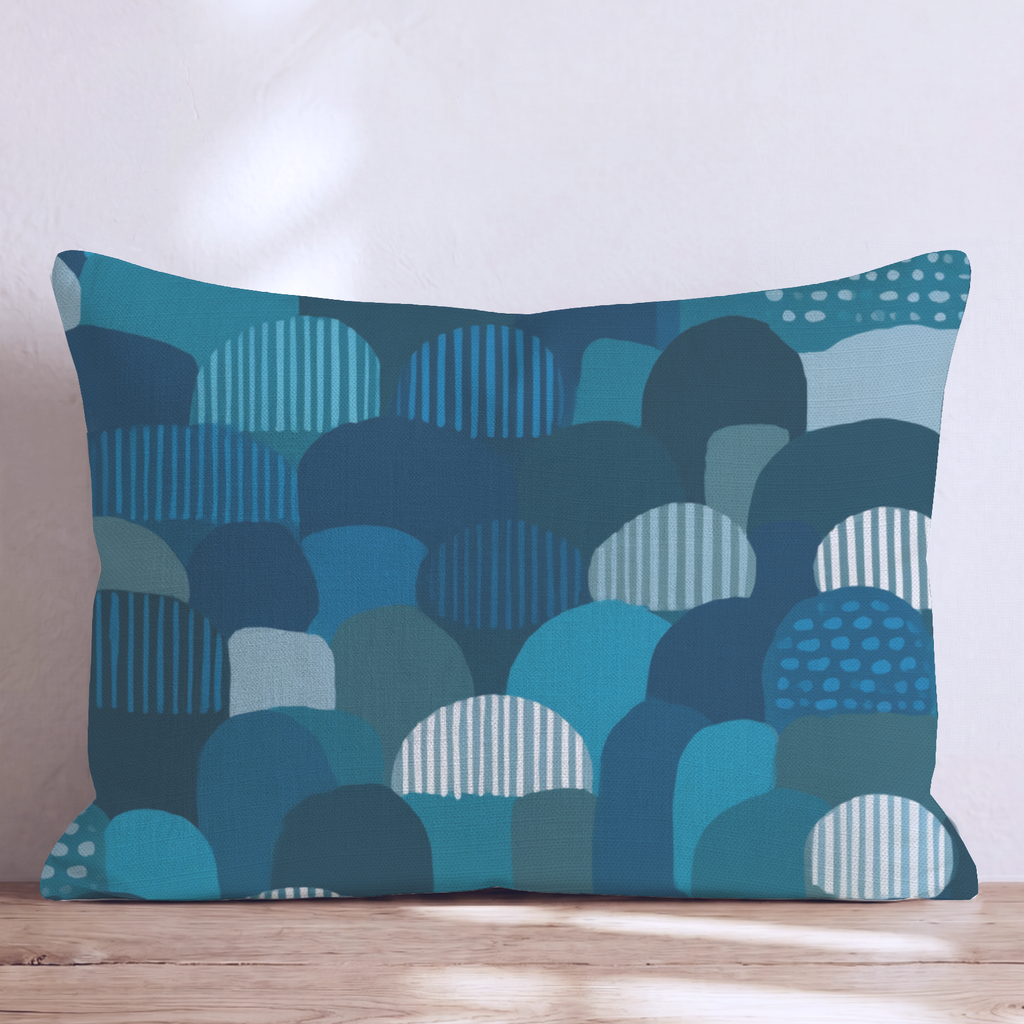 Cobalt Edge Two Throw Pillow — Lumbar 14x20 Knife Edge