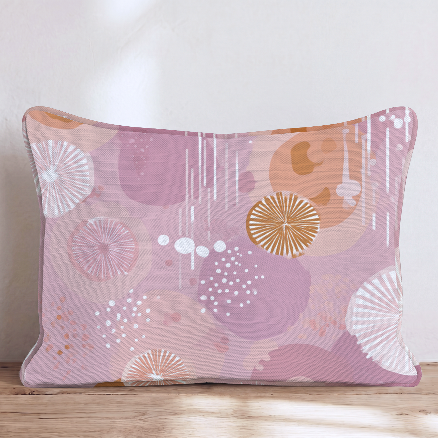 Mercer Trace Three Throw Pillow — Lumbar 14x20 Piping