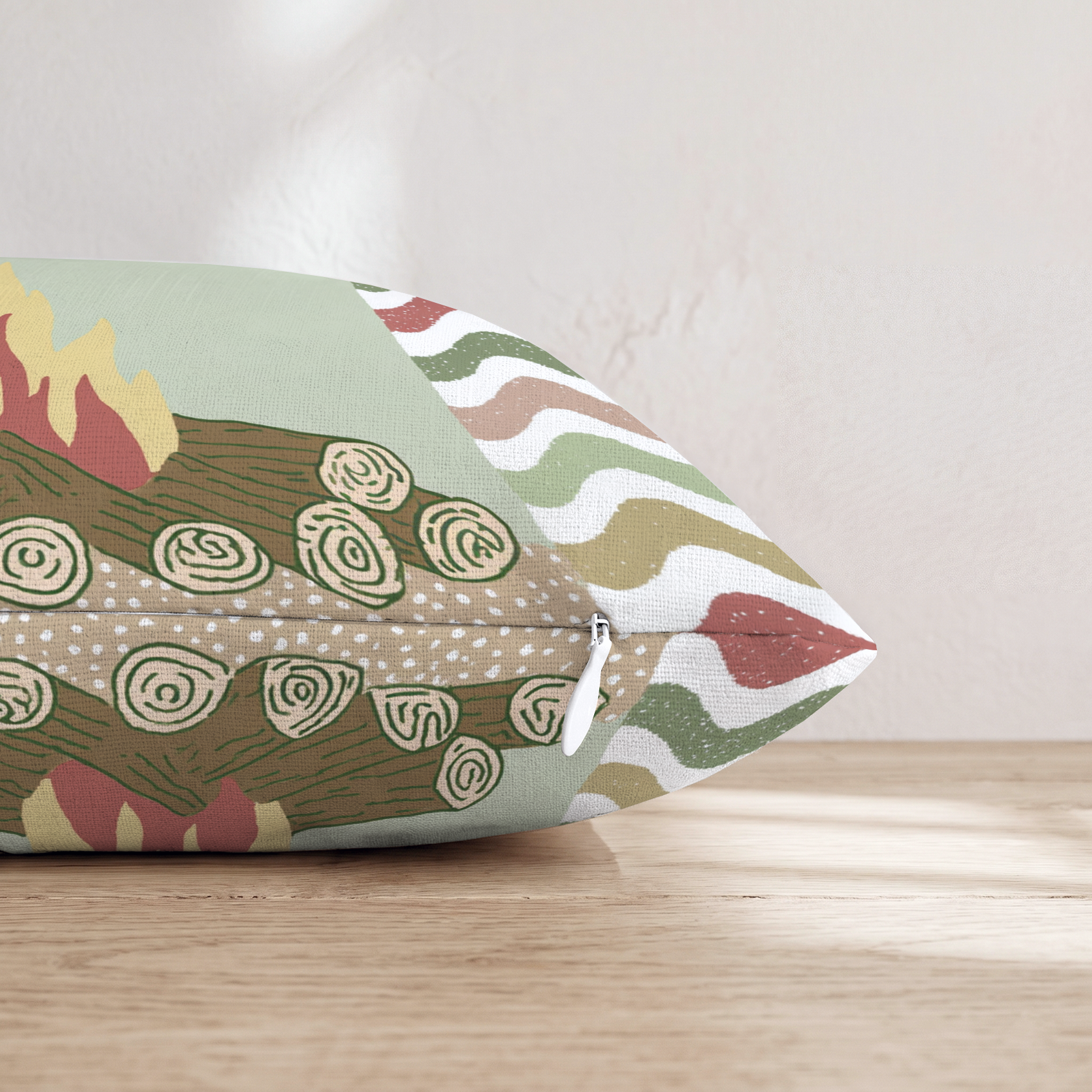 Warm by the Fire Throw Pillow — Pillow Edge Zipper