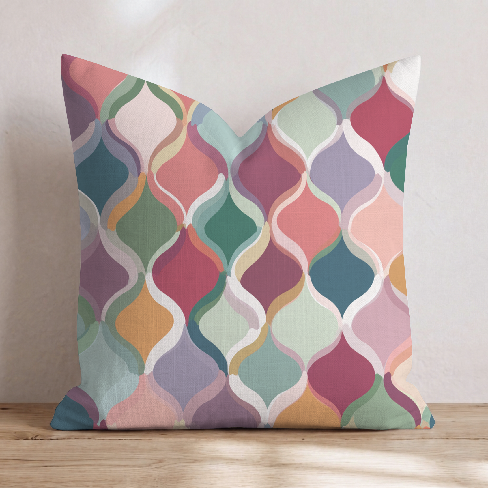 Kaleidoscope Block Three Throw Pillow — Chopped 24x24 Knife Edge