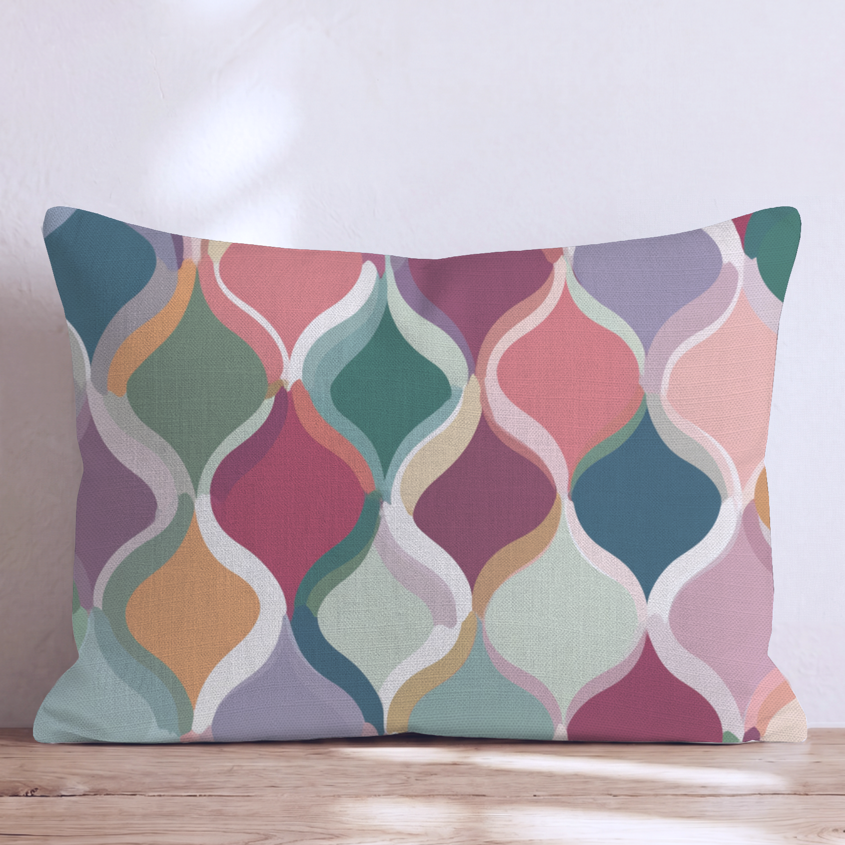 Kaleidoscope Block Three Throw Pillow — Lumbar 14x20 Knife Edge