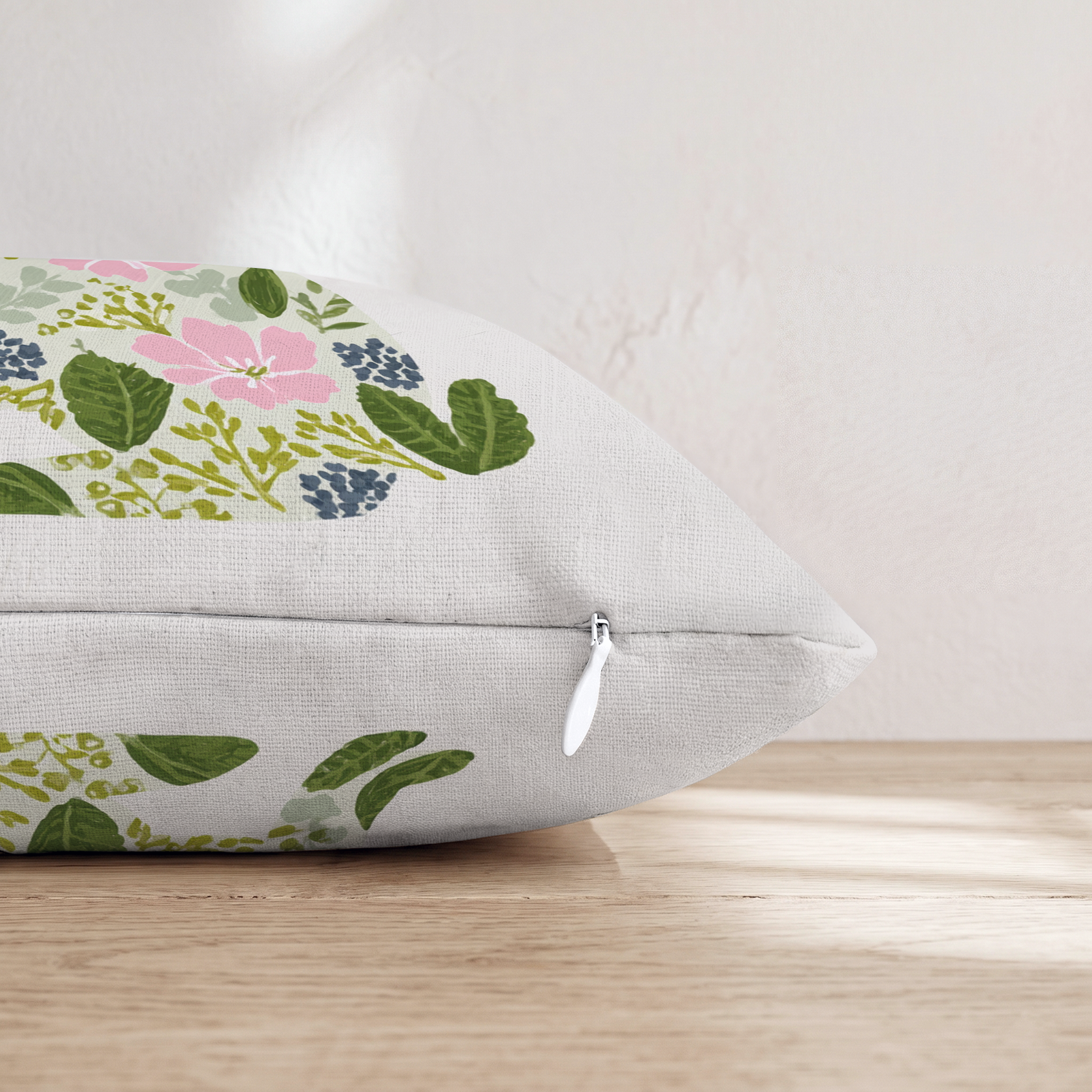 Botanical Bunny Throw Pillow — Pillow Edge Zipper