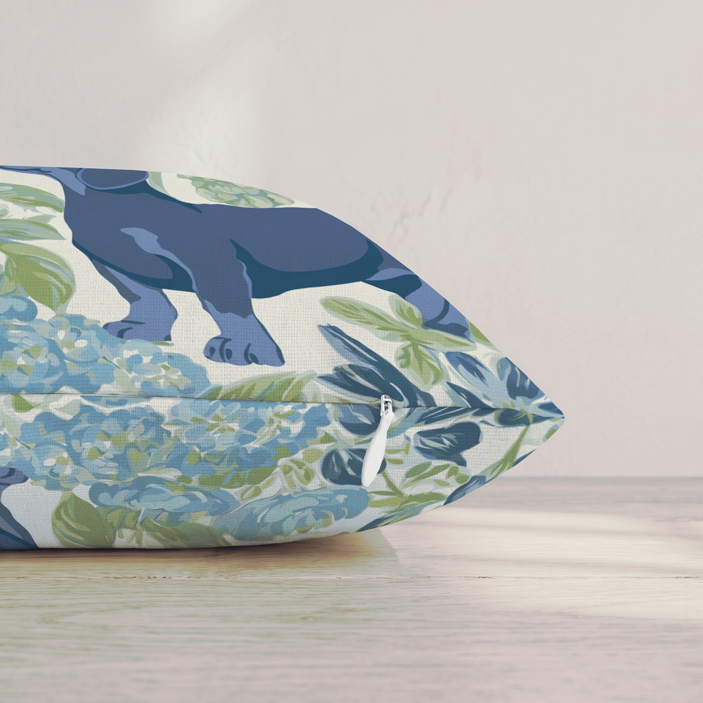 Dachshund in the Flowers Throw Pillow — Pillow Edge Zipper | hh:zipper:colorfix-20261006