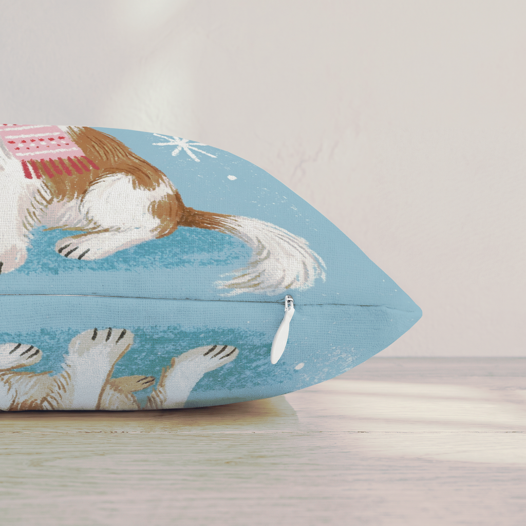 Cavalier King Charles Spaniel Scarf Throw Pillow — Pillow Edge Zipper | hh:zipper:colorfix-20261006