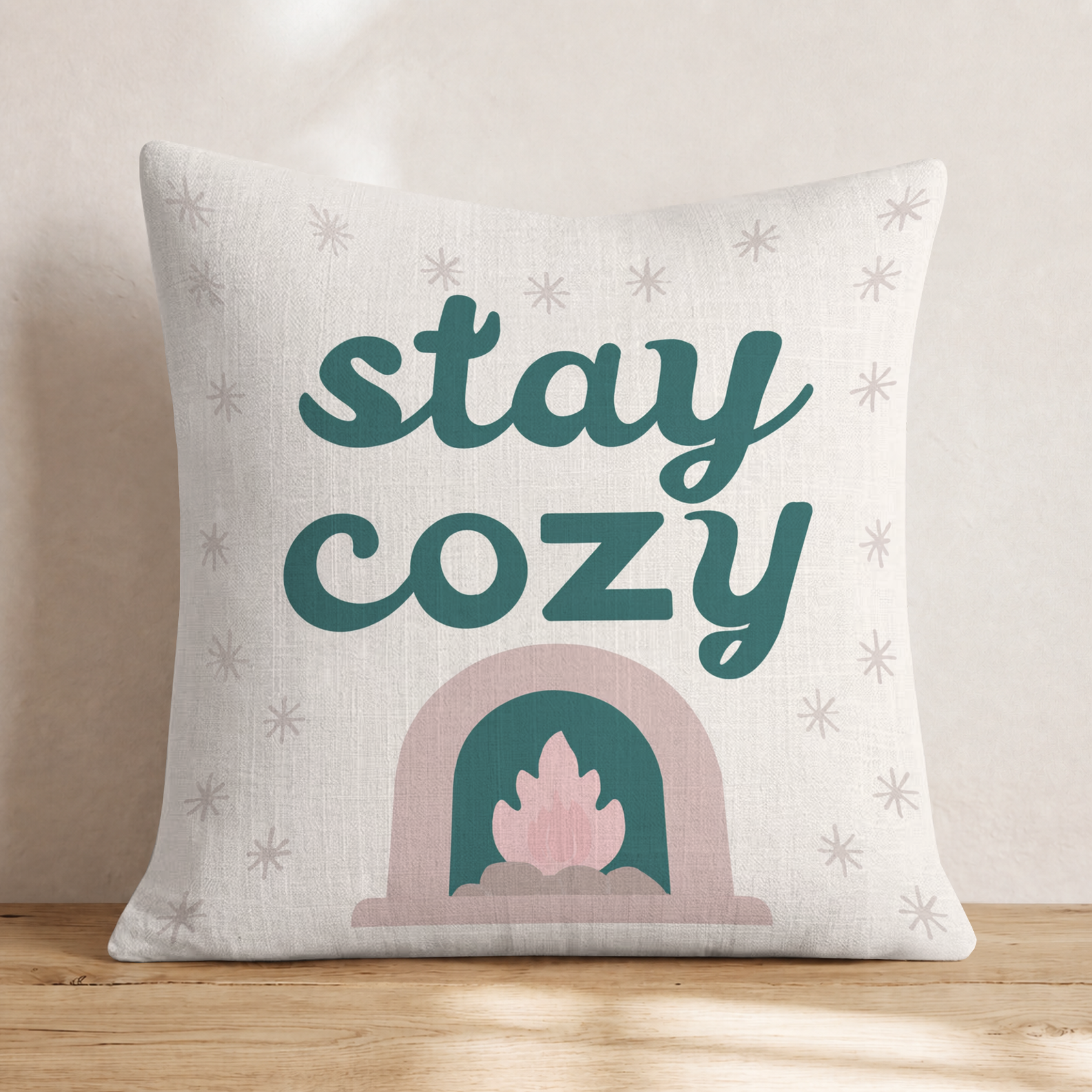 Stay Cozy By the Fire Throw Pillow — Knife Edge