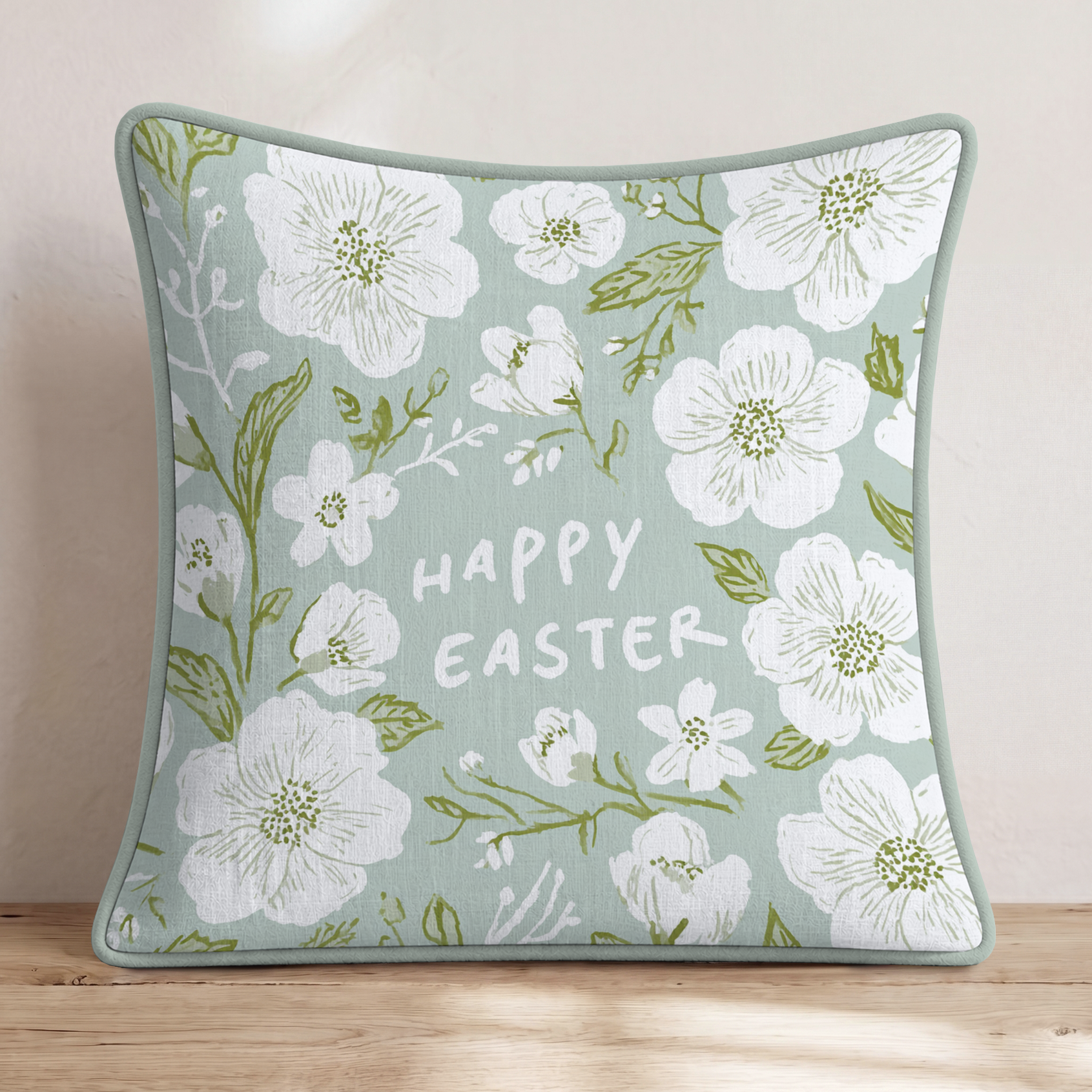 Happy Easter Throw Pillow — Piping