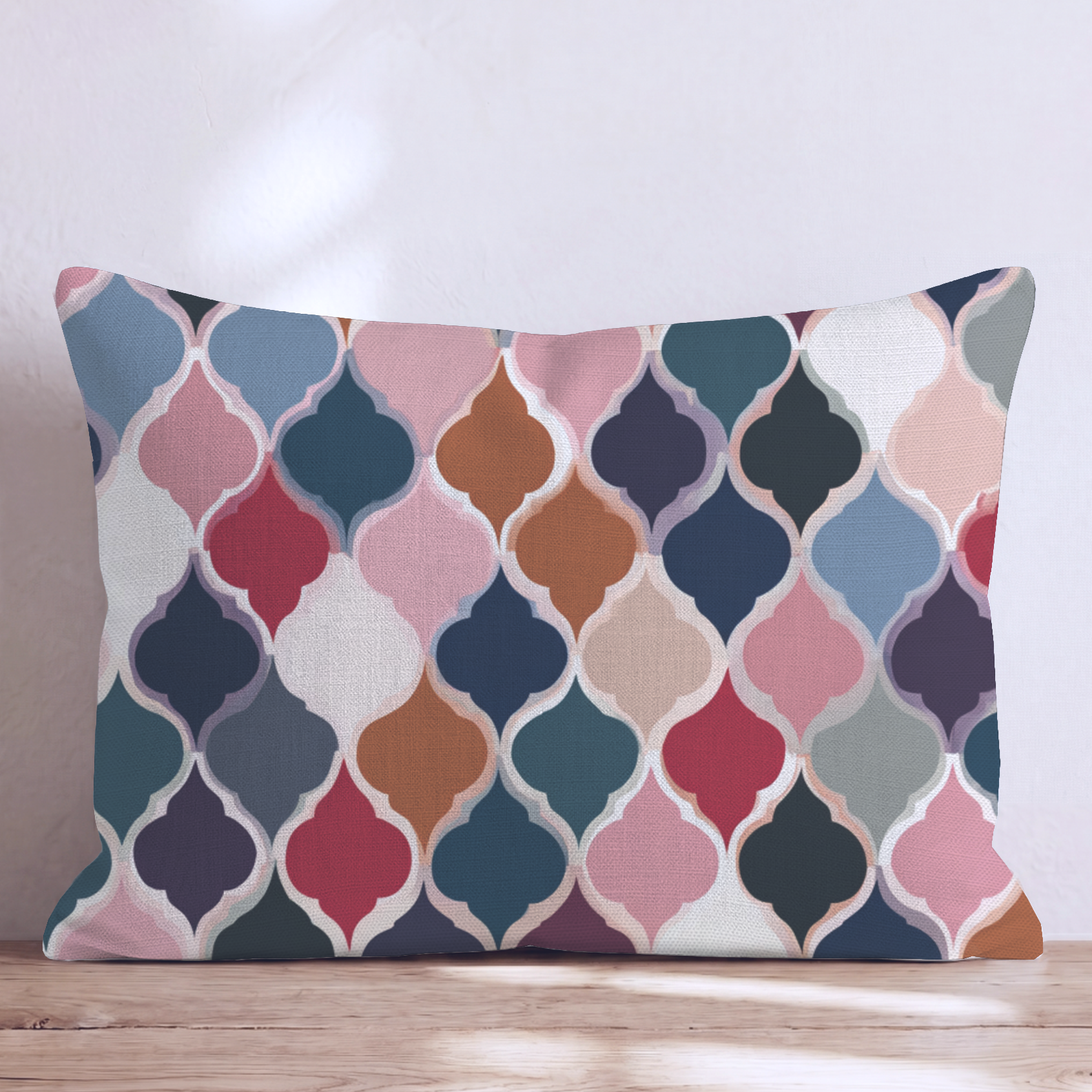 Kaleidoscope Block Four Throw Pillow — Lumbar 14x20 Knife Edge