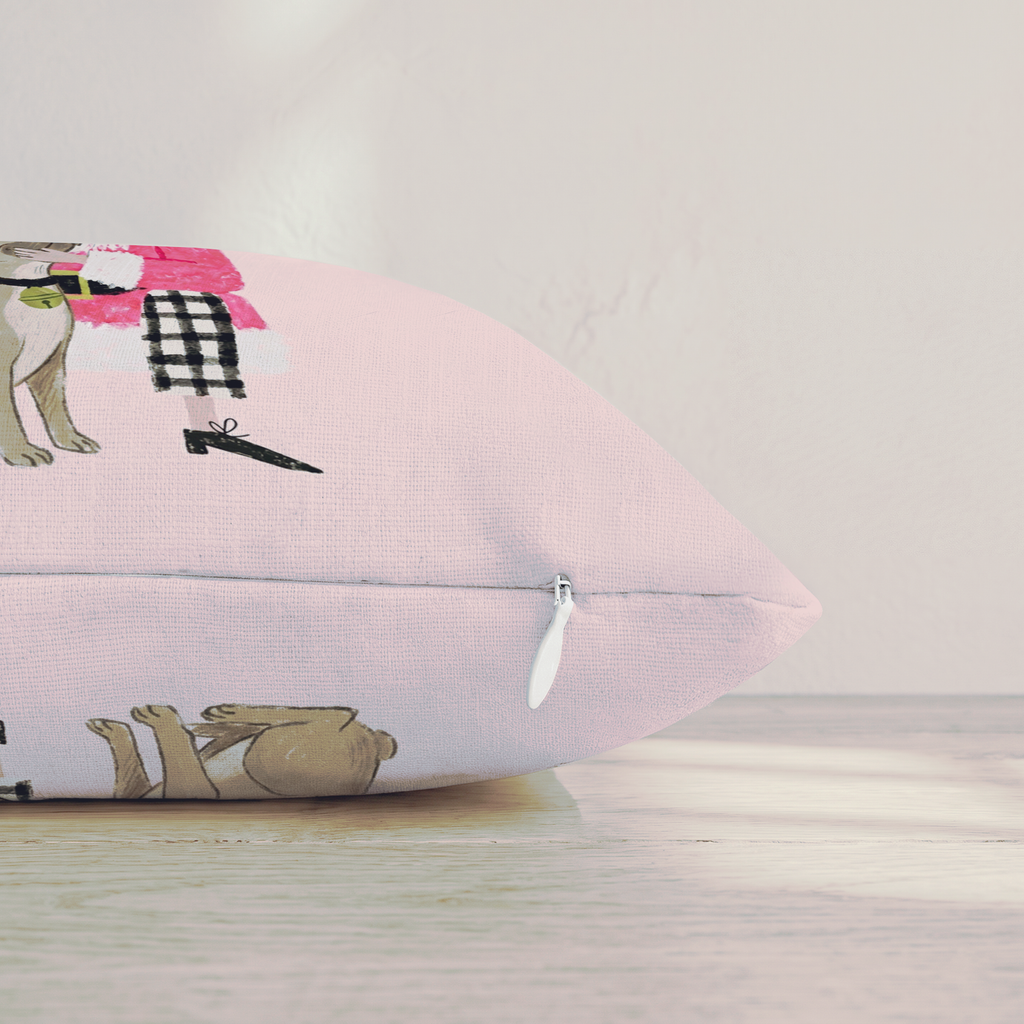 French Bulldog Christmas Embrace Throw Pillow — Pillow Edge Zipper | hh:zipper:colorfix-20261006