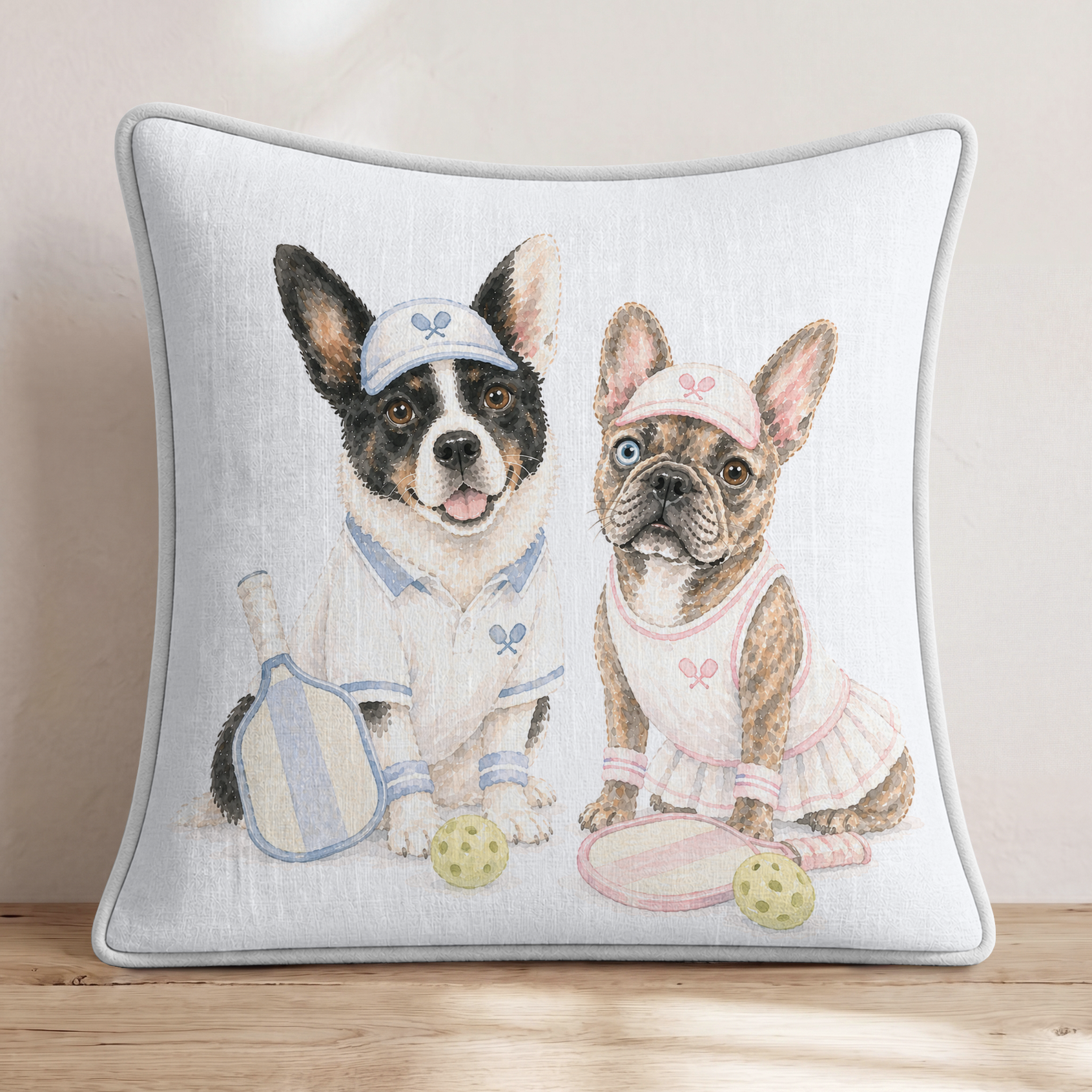 Best Buds Pickleball Throw Pillow — Piping
