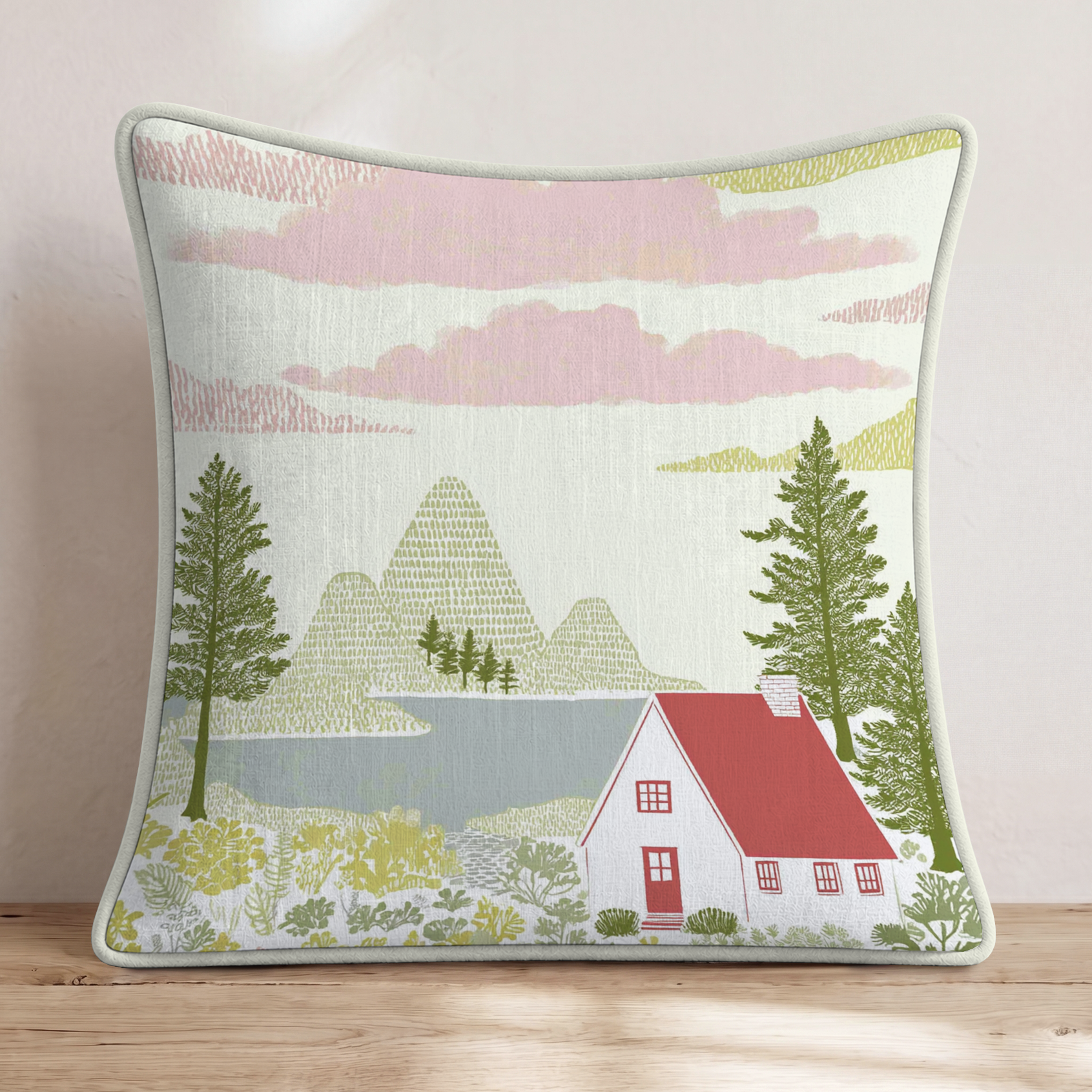 Lake Haven Throw Pillow — Piping