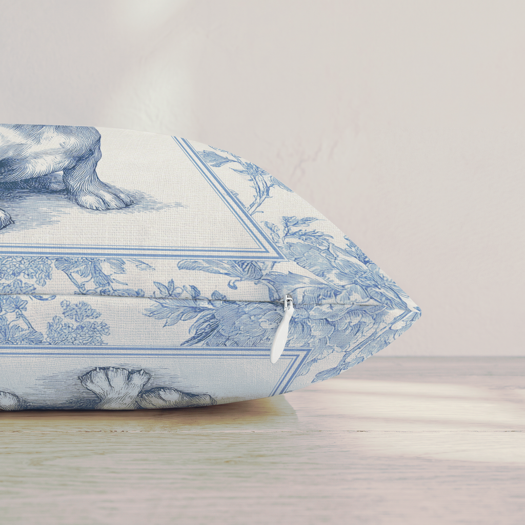 Frenchie Toile Throw Pillow — Pillow Edge Zipper | hh:zipper:colorfix-20261006