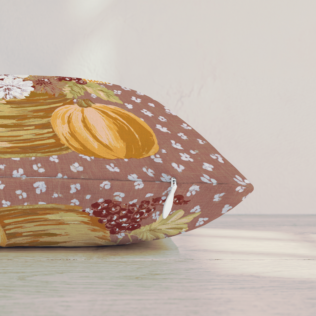 Cornucopia Floral Arrangement Throw Pillow — Pillow Edge Zipper | hh:zipper:colorfix-20261006