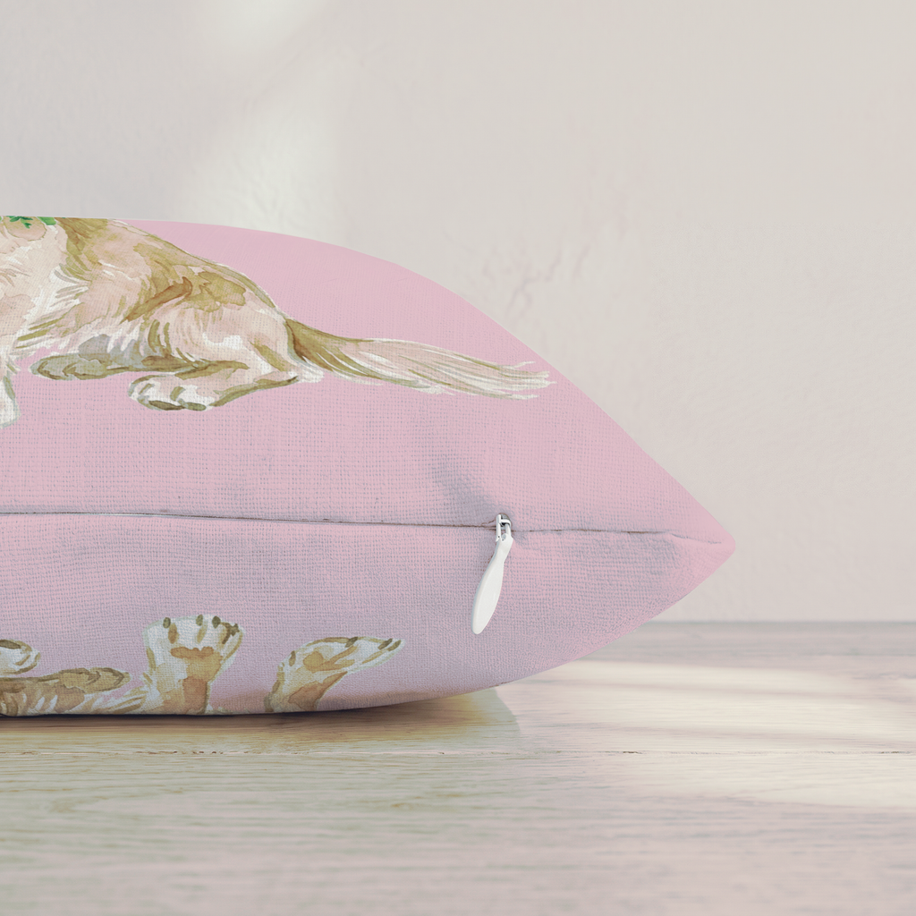 Dachshund Berry Wreath Throw Pillow — Pillow Edge Zipper | hh:zipper:colorfix-20261006