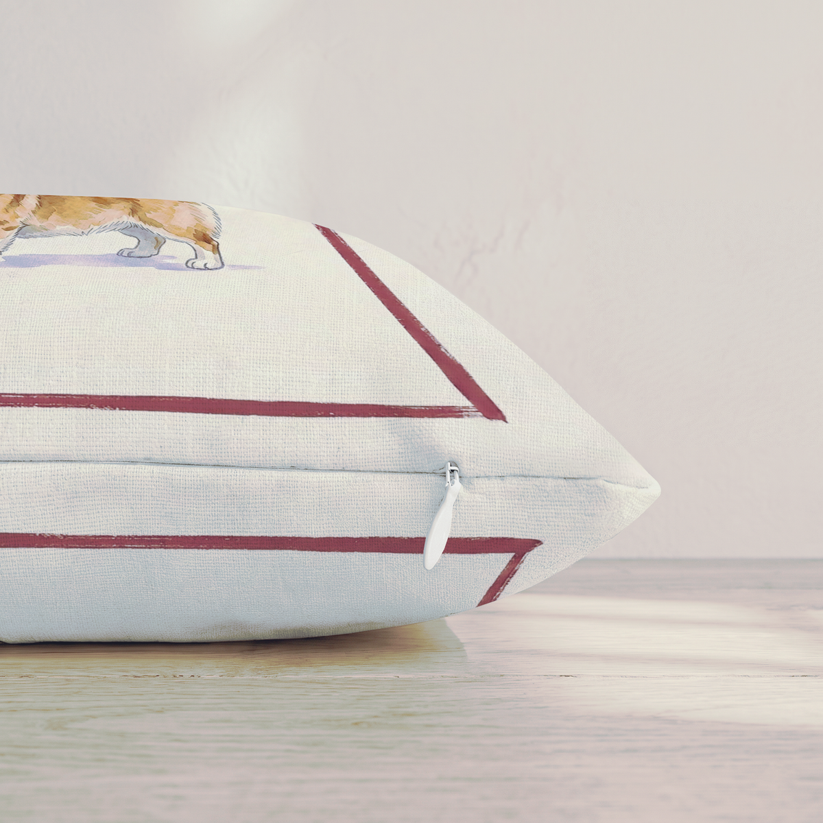 Red Wine Corgi Throw Pillow — Pillow Edge Zipper | hh:zipper:colorfix-20261006