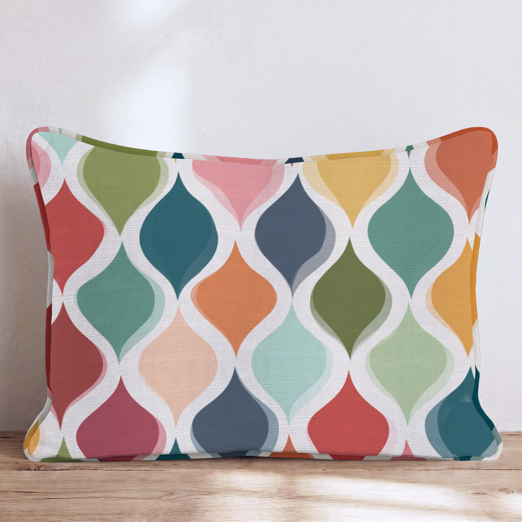Kaleidoscope Block Two Throw Pillow — Lumbar 14x20 Piping