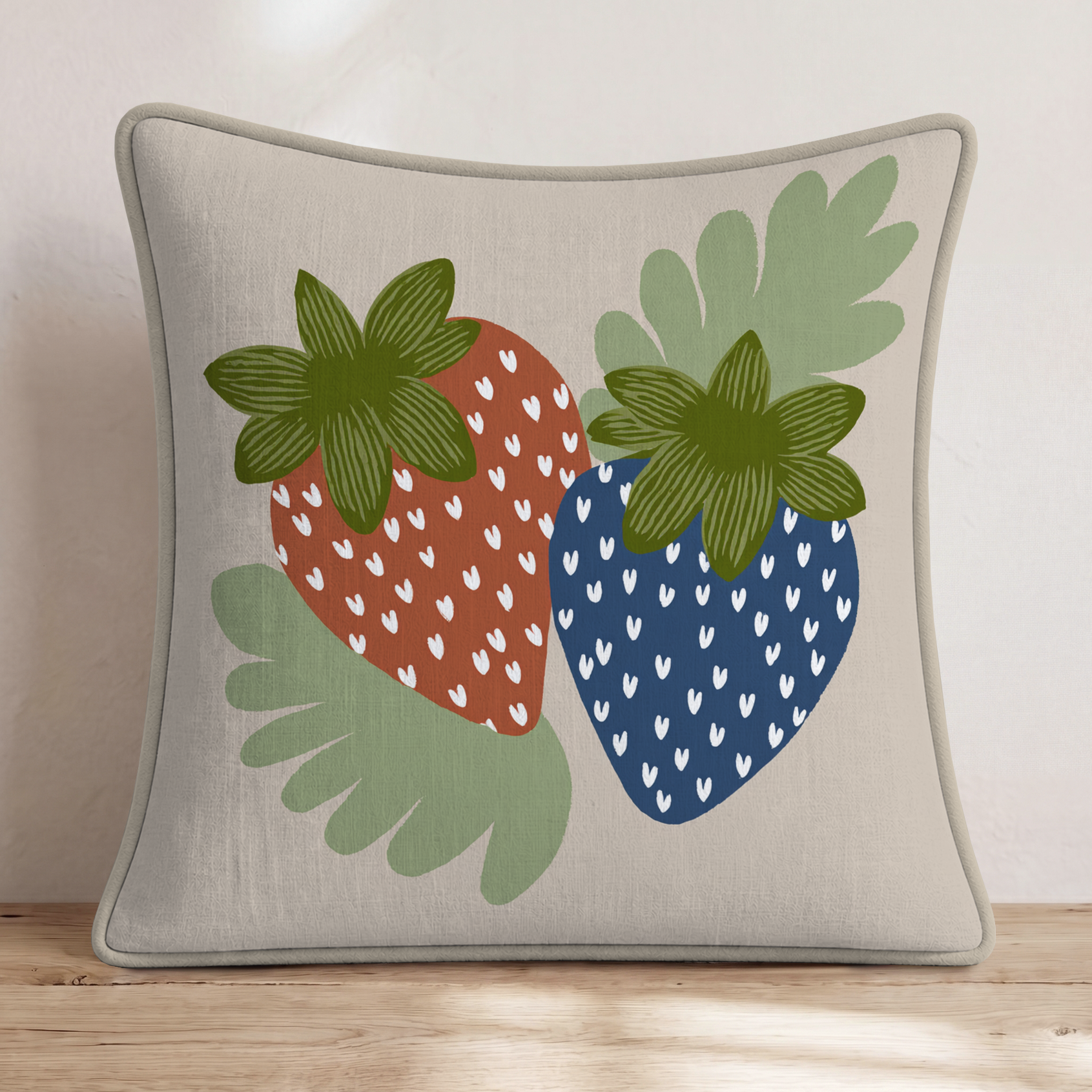 Strawberry Summers Throw Pillow — Piping