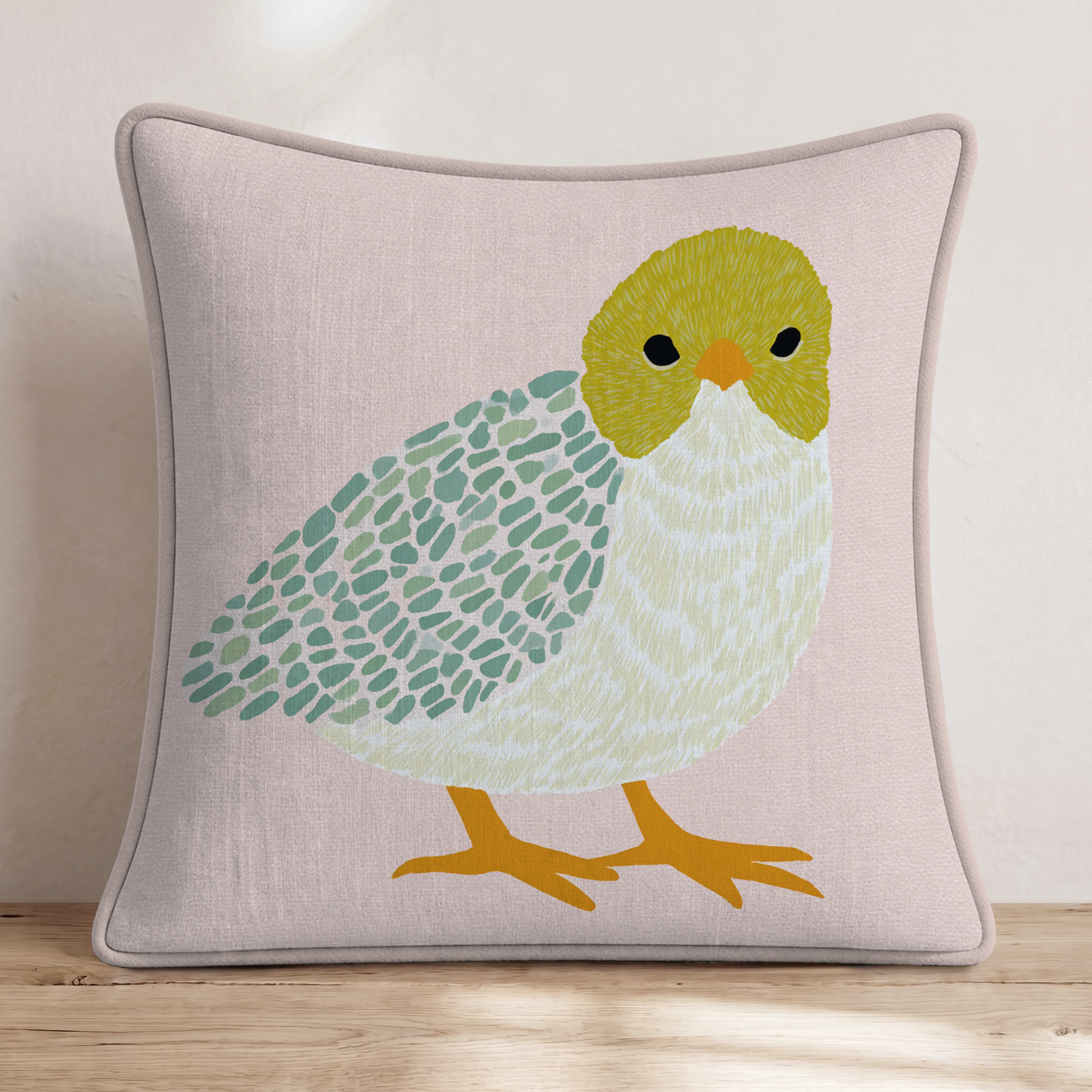 Easter Chick Throw Pillow — Piping
