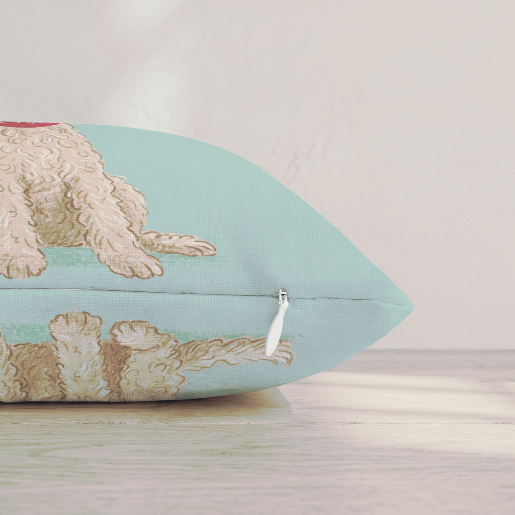 Antler Headband Goldendoodle Throw Pillow — Pillow Edge Zipper | hh:zipper:colorfix-20261006