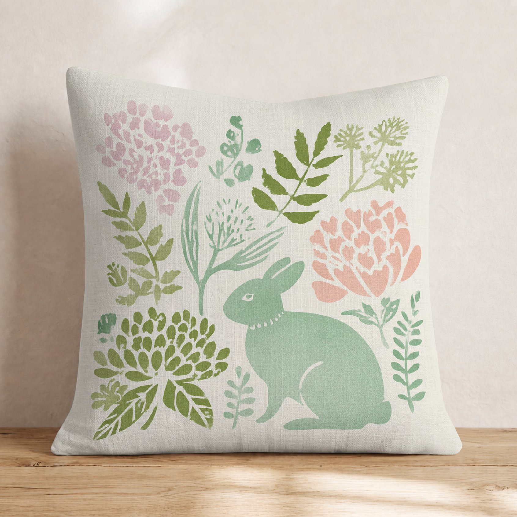Rabbit Garden Throw Pillow — Knife Edge