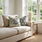 Blue Garden Thistle Throw Pillow
