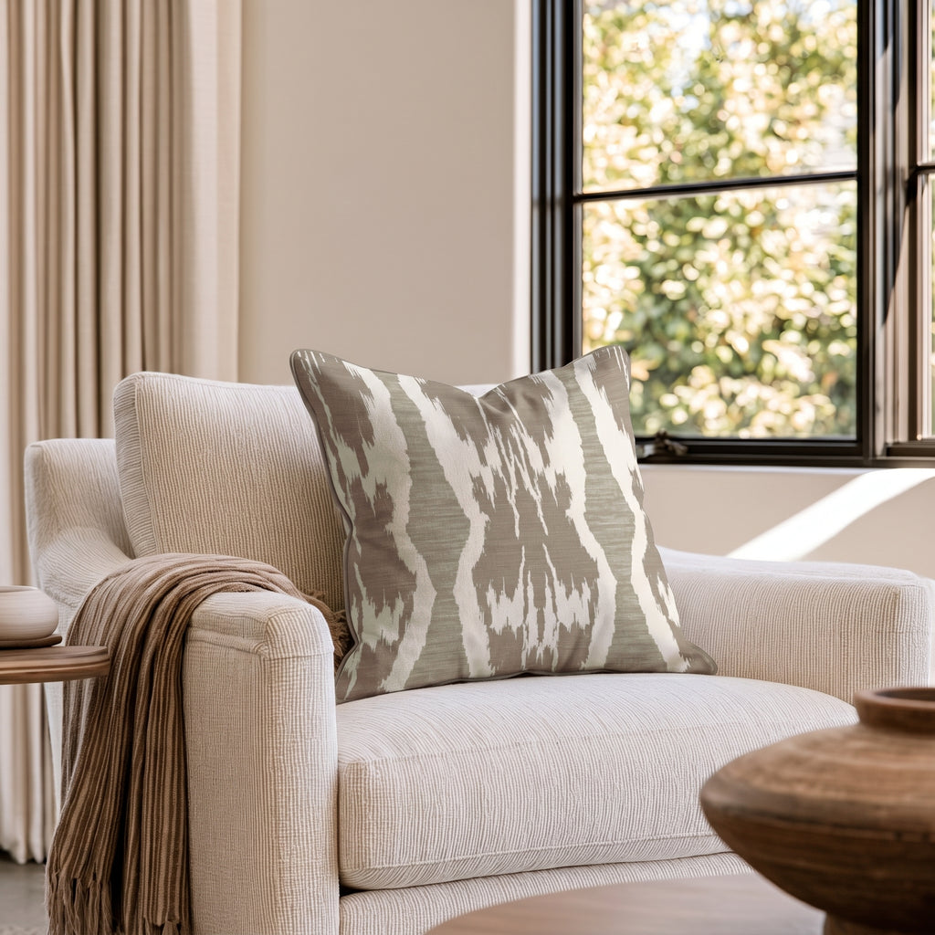 Mocha Ikat Throw Pillow