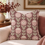 Poppy Claret Throw Pillow
