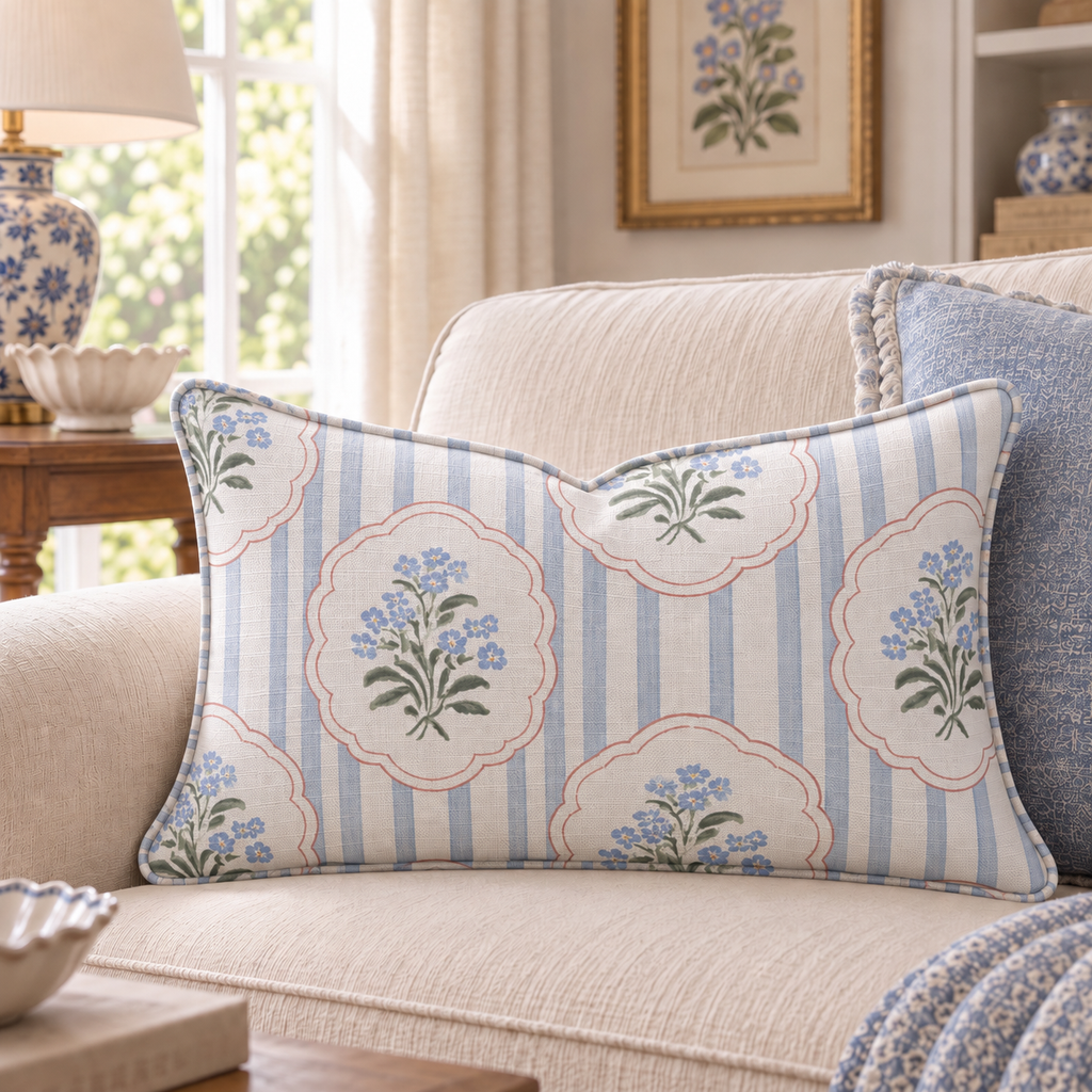 Posy Cornflower Throw Pillow