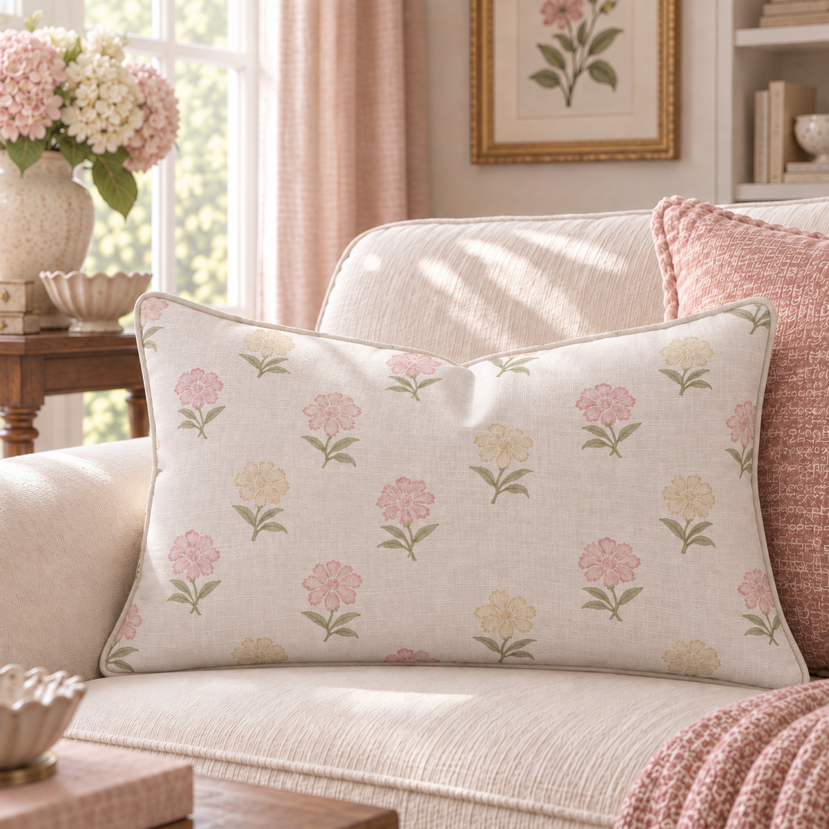Zinnia Blush Throw Pillow