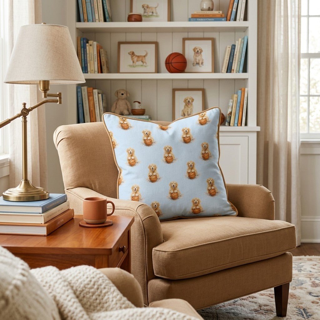 A Hooper's Best Friend Blue Throw Pillow - Hillcroft Home