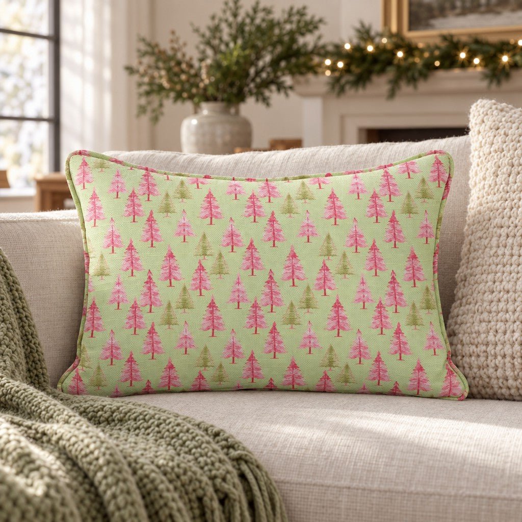 A Pink Holiday Throw Pillow throw pillow - Hillcroft Home