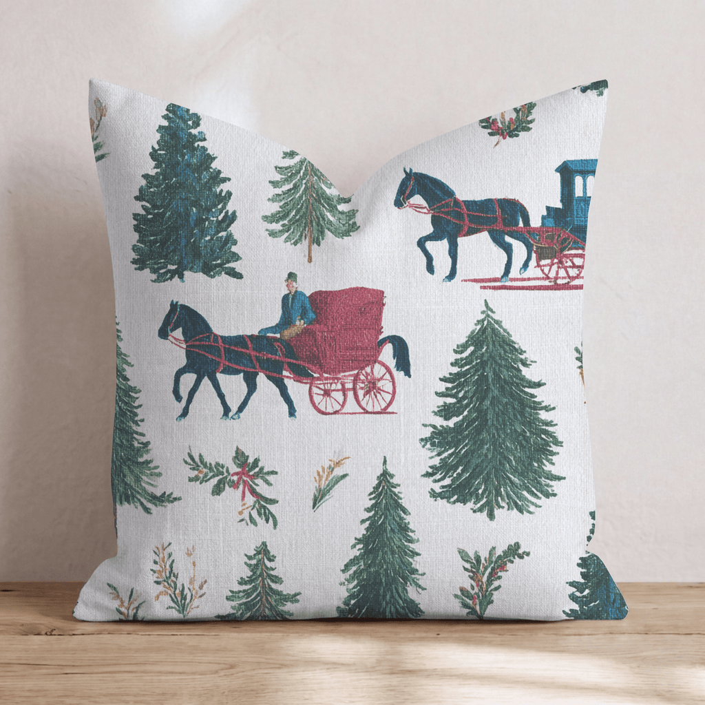 A Snowy Ride Throw Pillow - Hillcroft Home