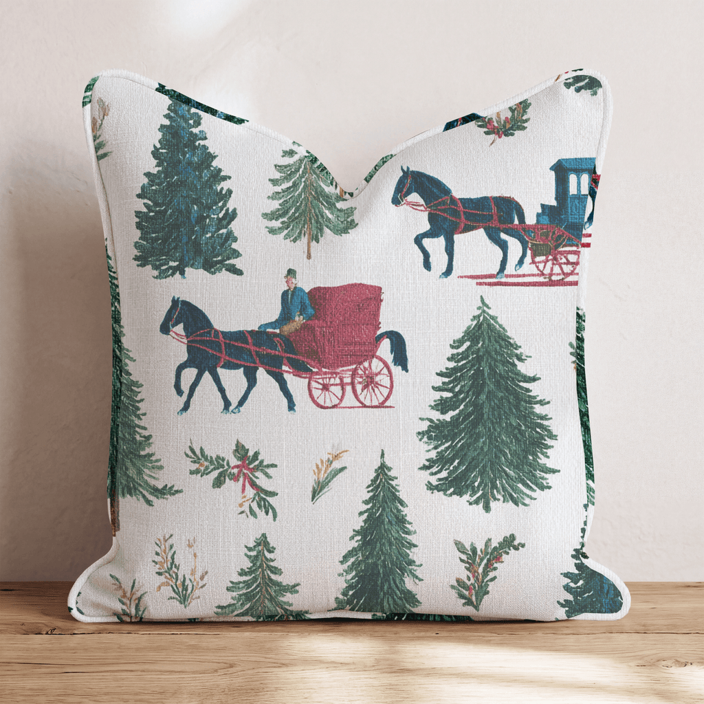 A Snowy Ride Throw Pillow - Hillcroft Home