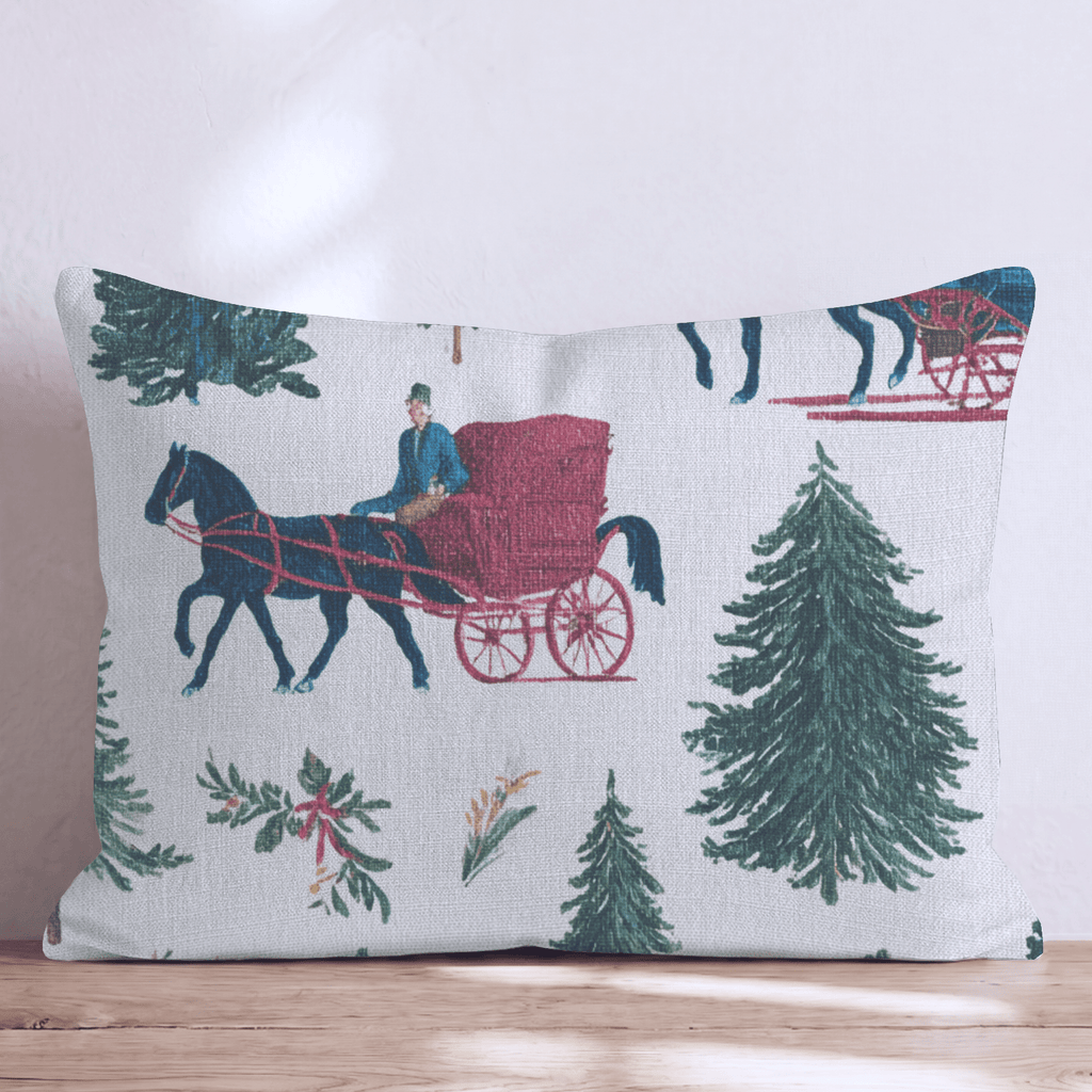 A Snowy Ride Throw Pillow - Hillcroft Home