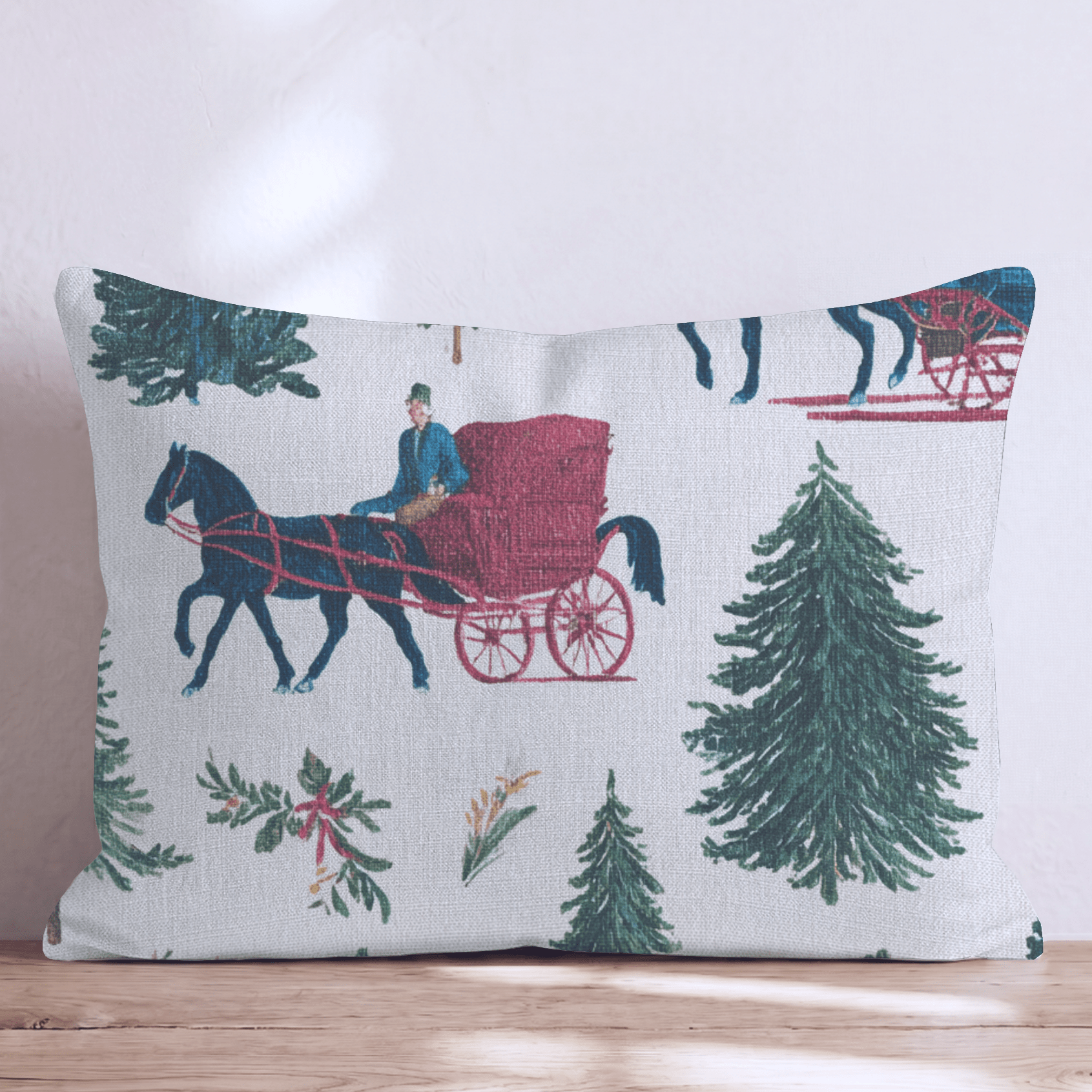 A Snowy Ride Throw Pillow - Hillcroft Home