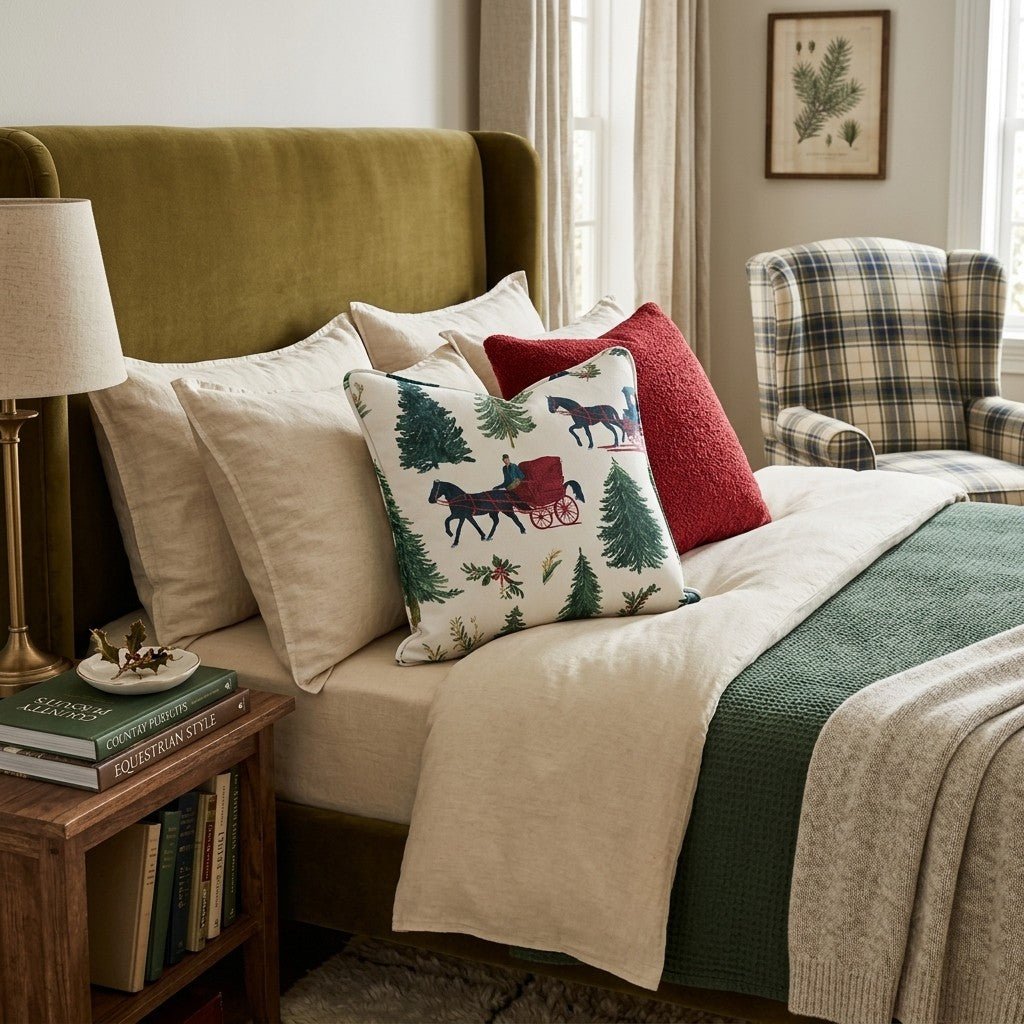 A Snowy Ride Throw Pillow - Hillcroft Home
