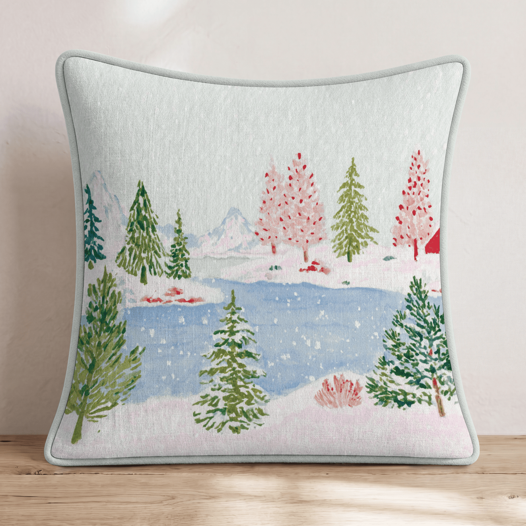 A Snowy Scene Throw Pillow - Hillcroft Home