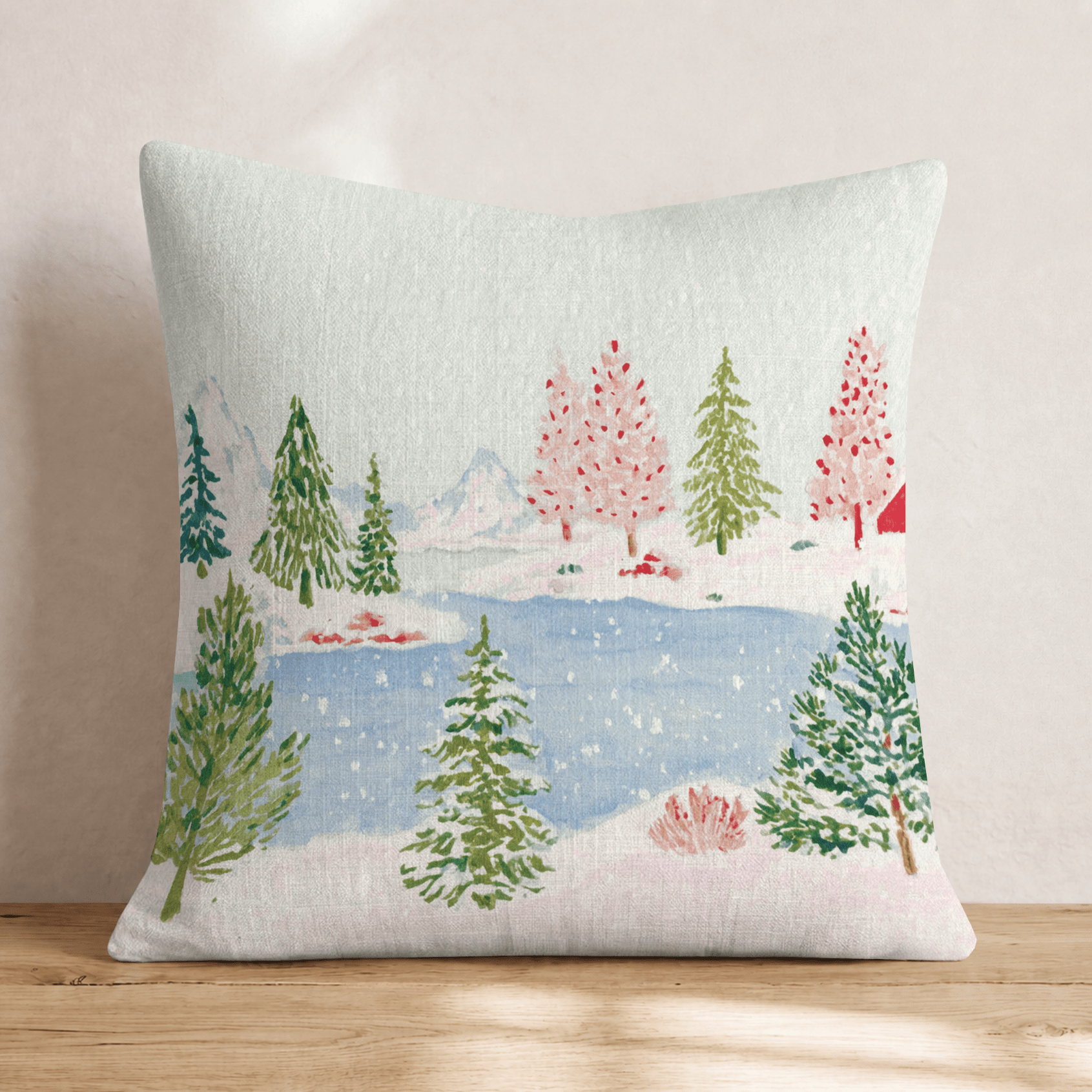 A Snowy Scene Throw Pillow - Hillcroft Home