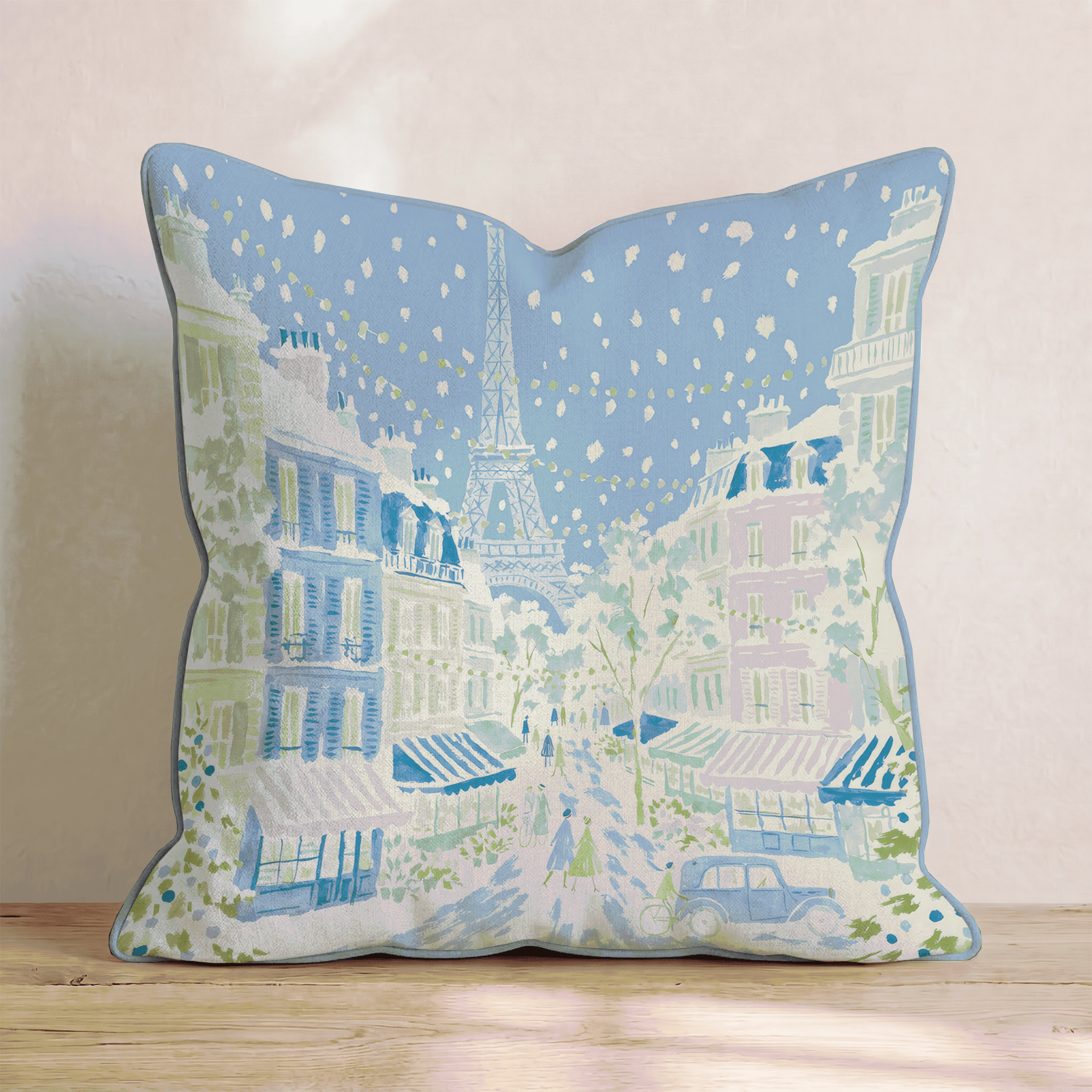 A Stroll In Paris Christmas Throw Pillow - Hillcroft Home