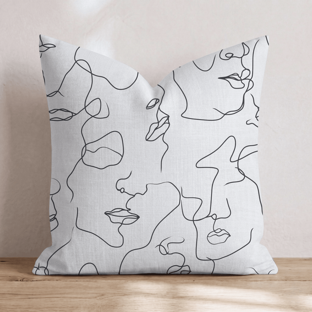 Abstract Face Profile Throw Pillow - Hillcroft Home