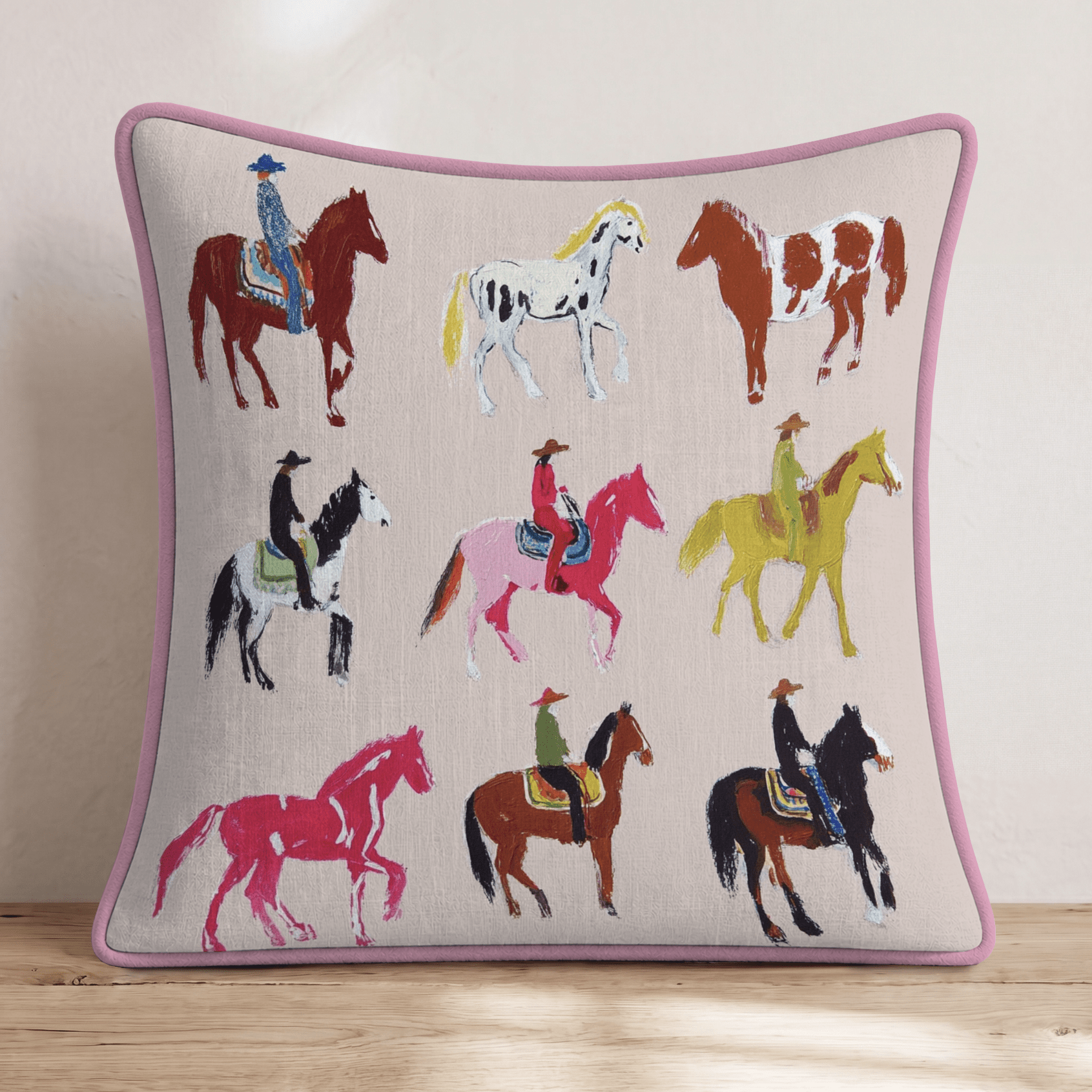 Abstract Horses Throw Pillow - Hillcroft Home