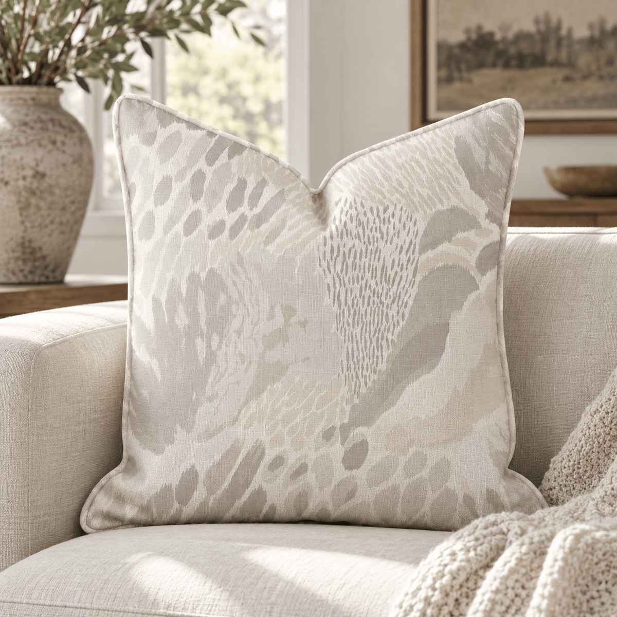 Abstract Media Ivory Throw Pillow throw pillow - Hillcroft Home