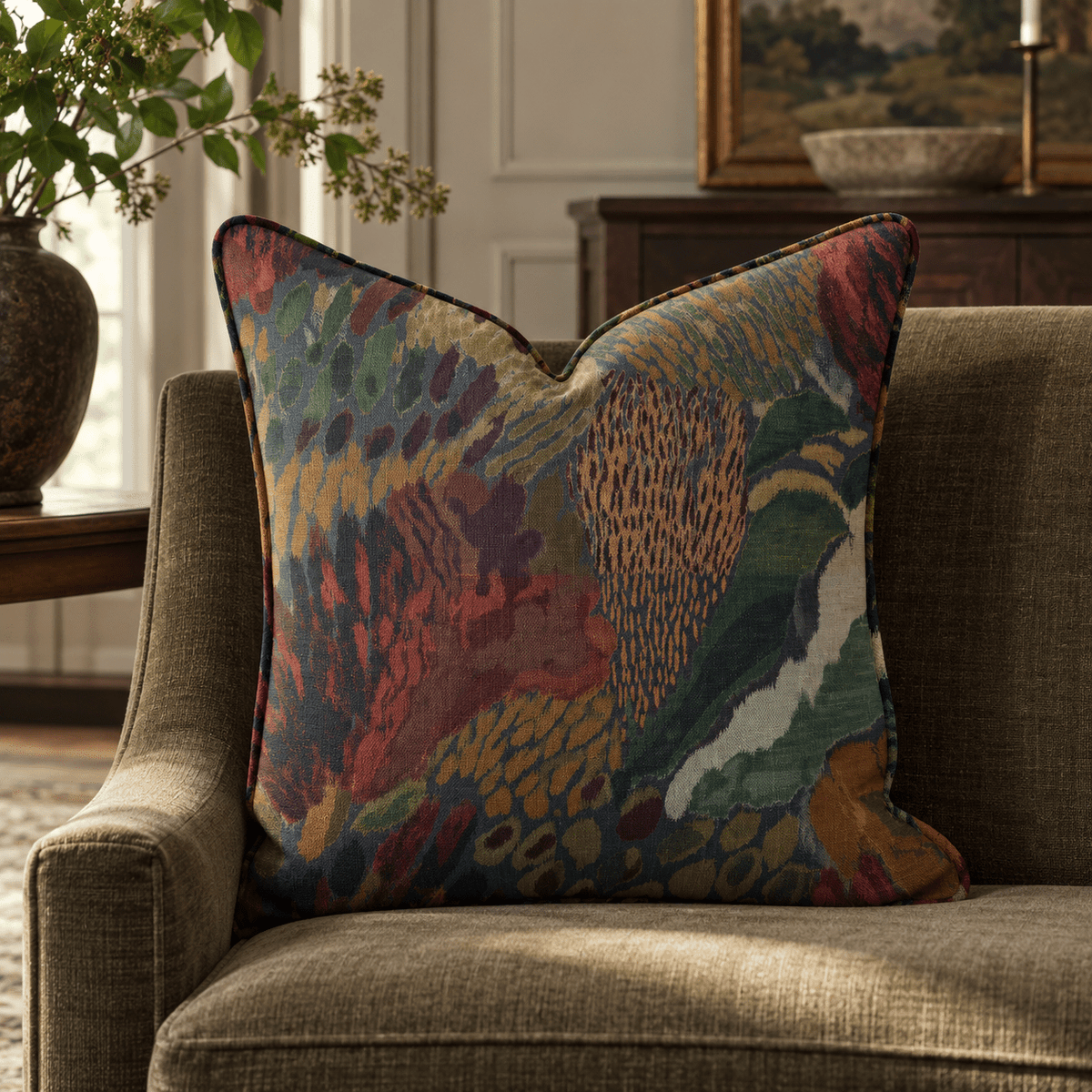 Abstract Media Oxblood Throw Pillow throw pillow - Hillcroft Home