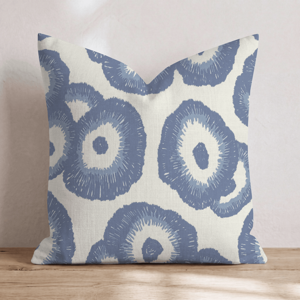 Abstract Navy Flowers Throw Pillow - Hillcroft Home