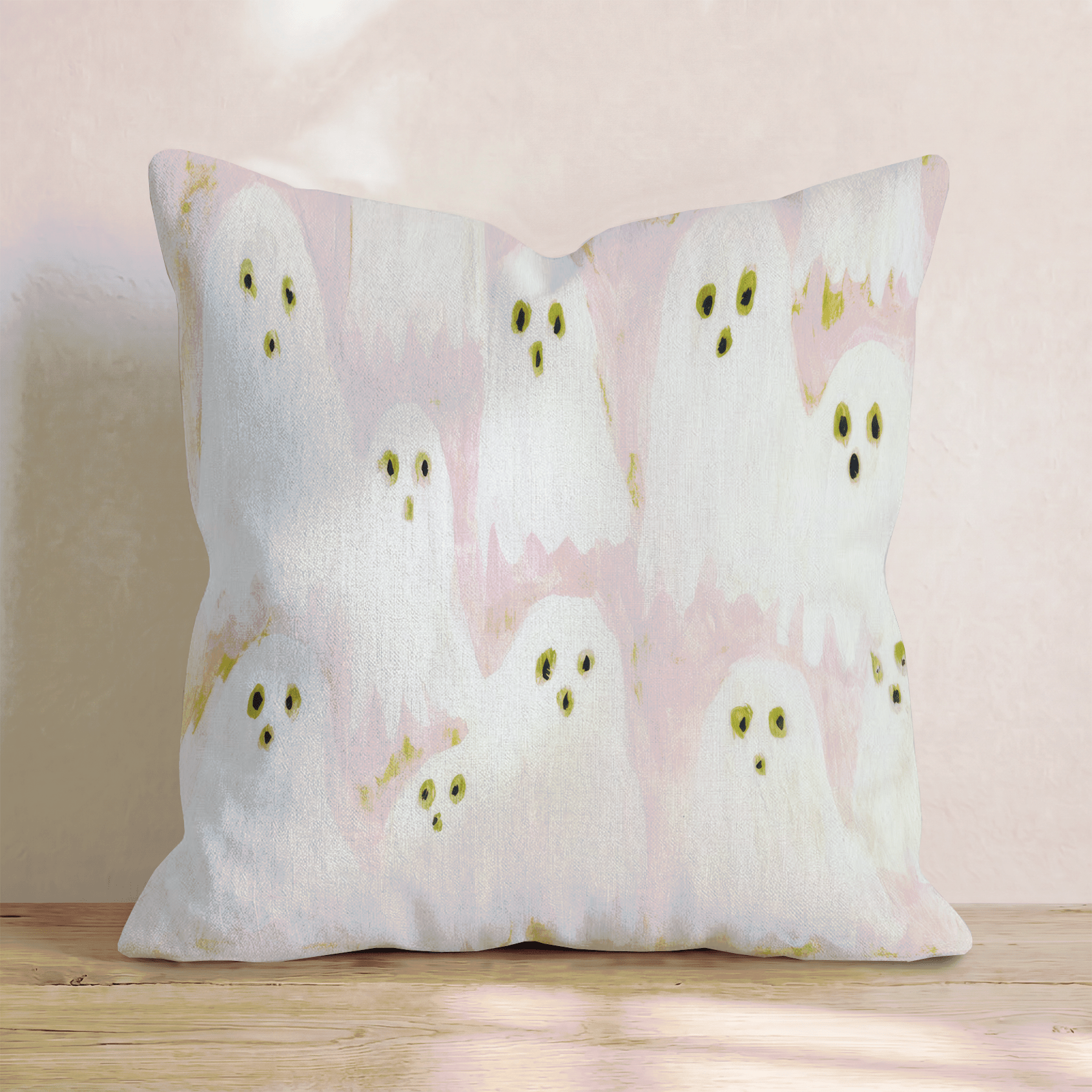 Abstract Pink Ghosts Throw Pillow - Hillcroft Home