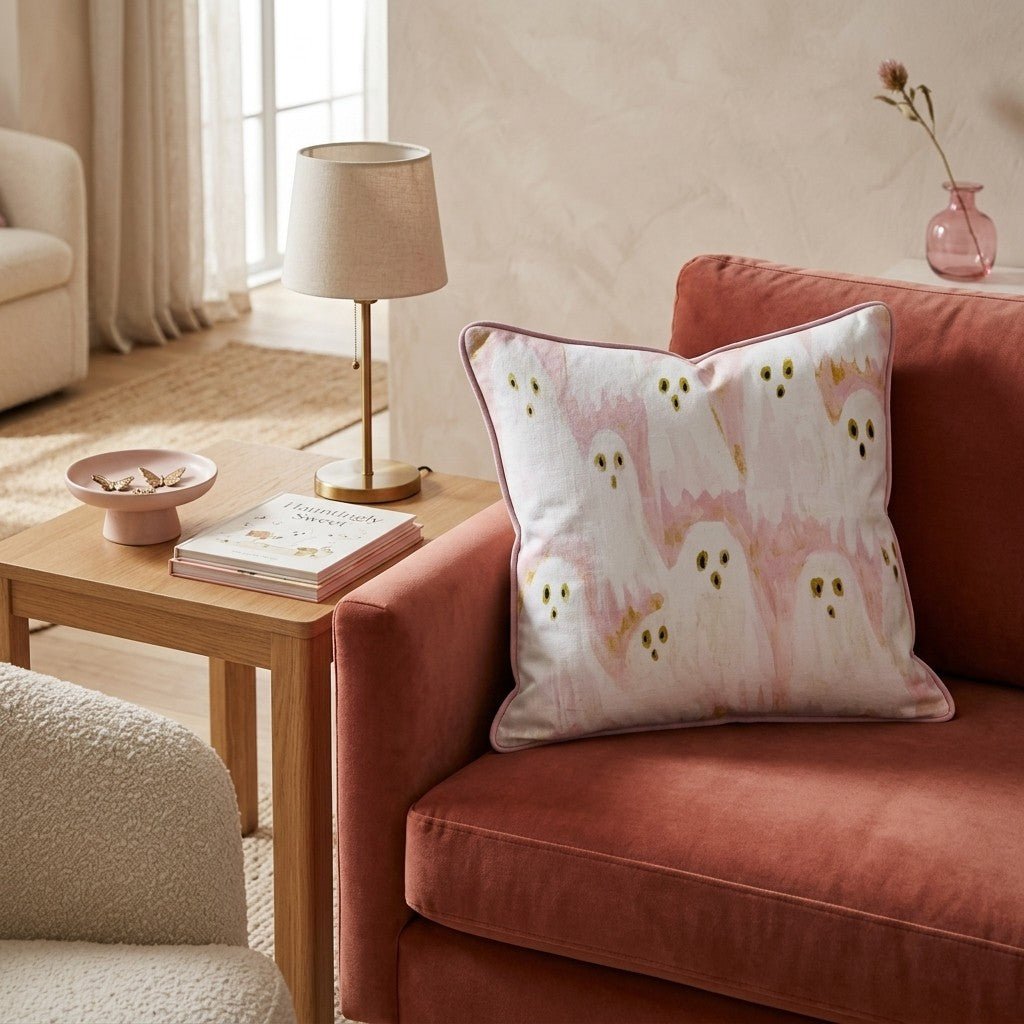 Abstract Pink Ghosts Throw Pillow - Hillcroft Home
