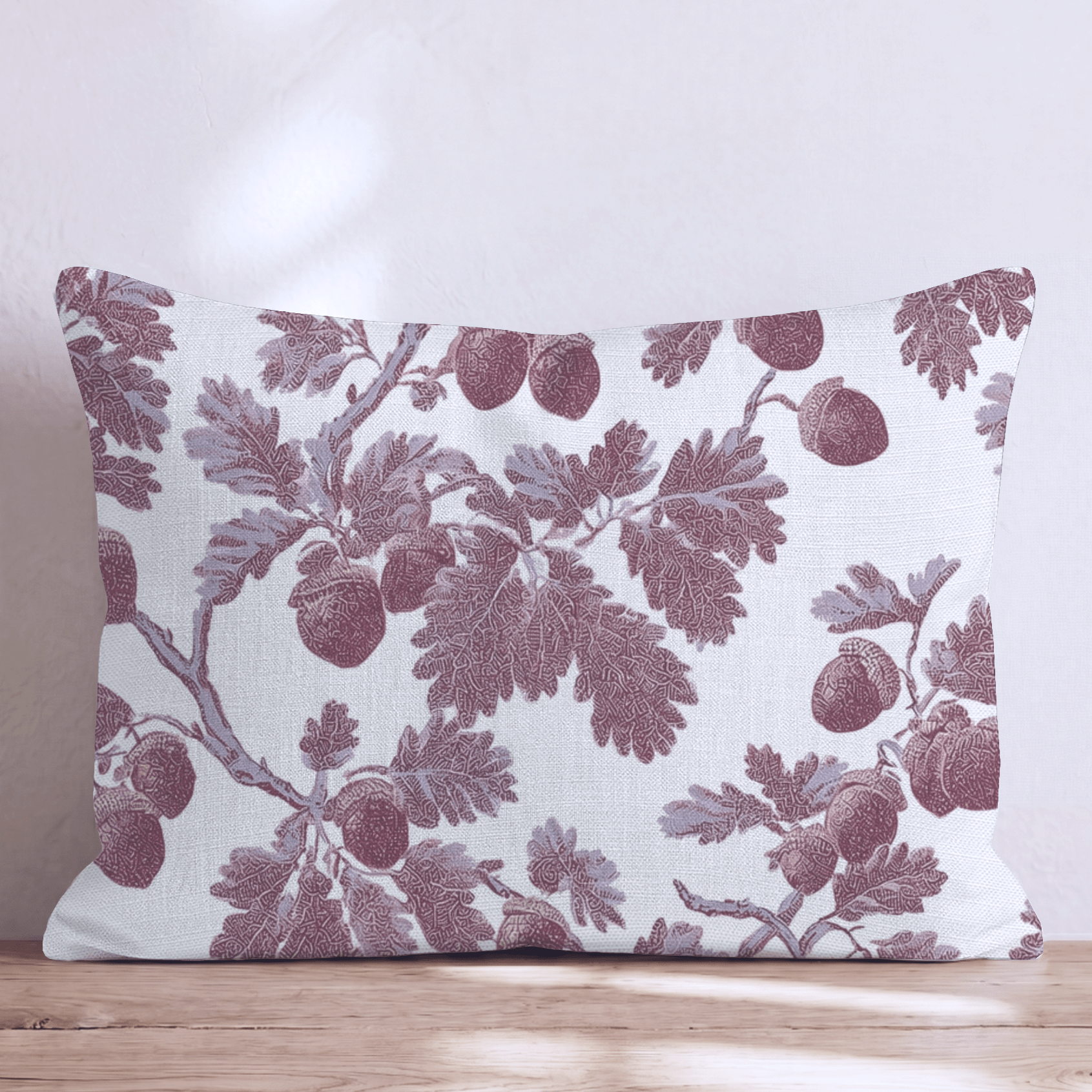 Acorn Branch Toile Throw Pillow - Hillcroft Home