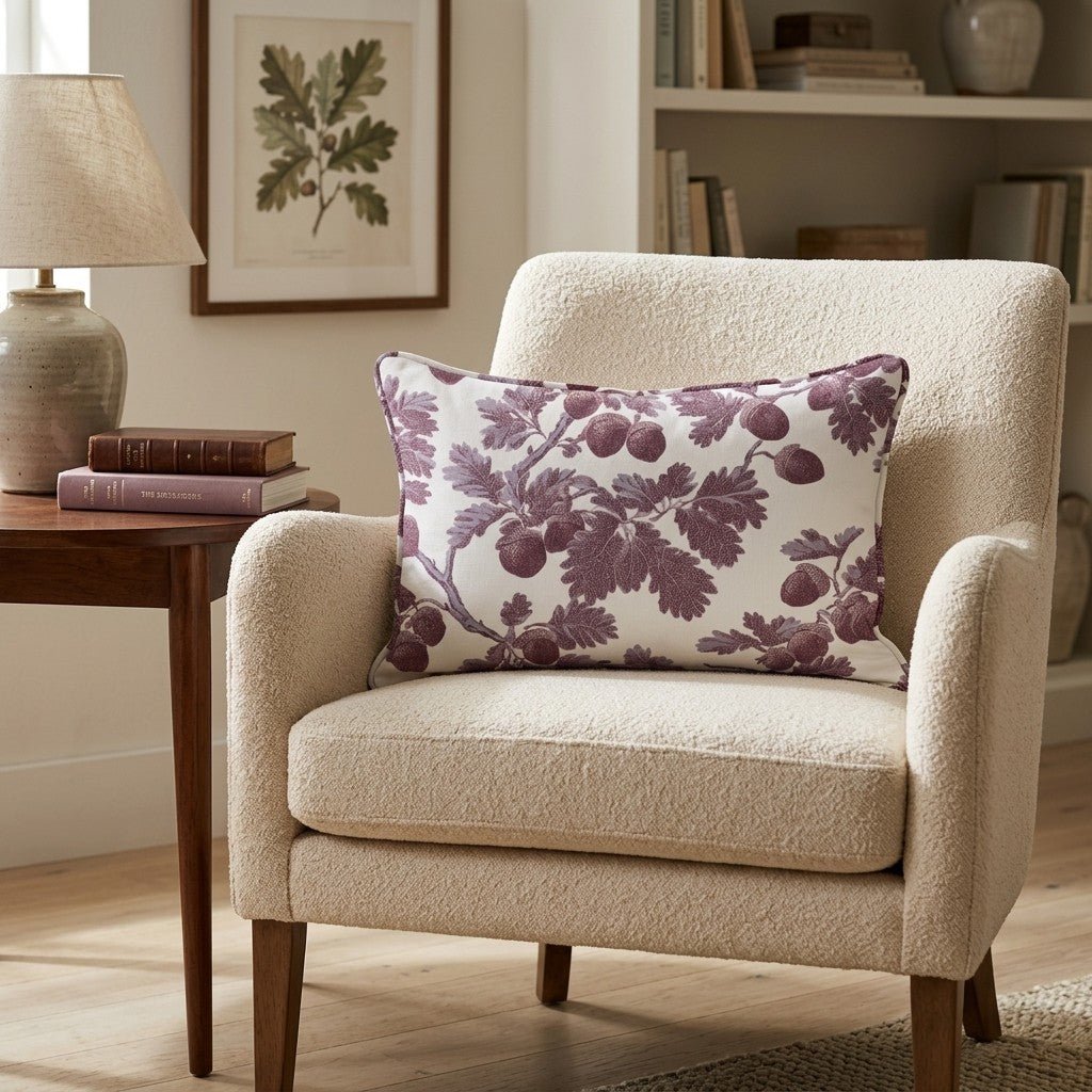 Acorn Branch Toile Throw Pillow - Hillcroft Home
