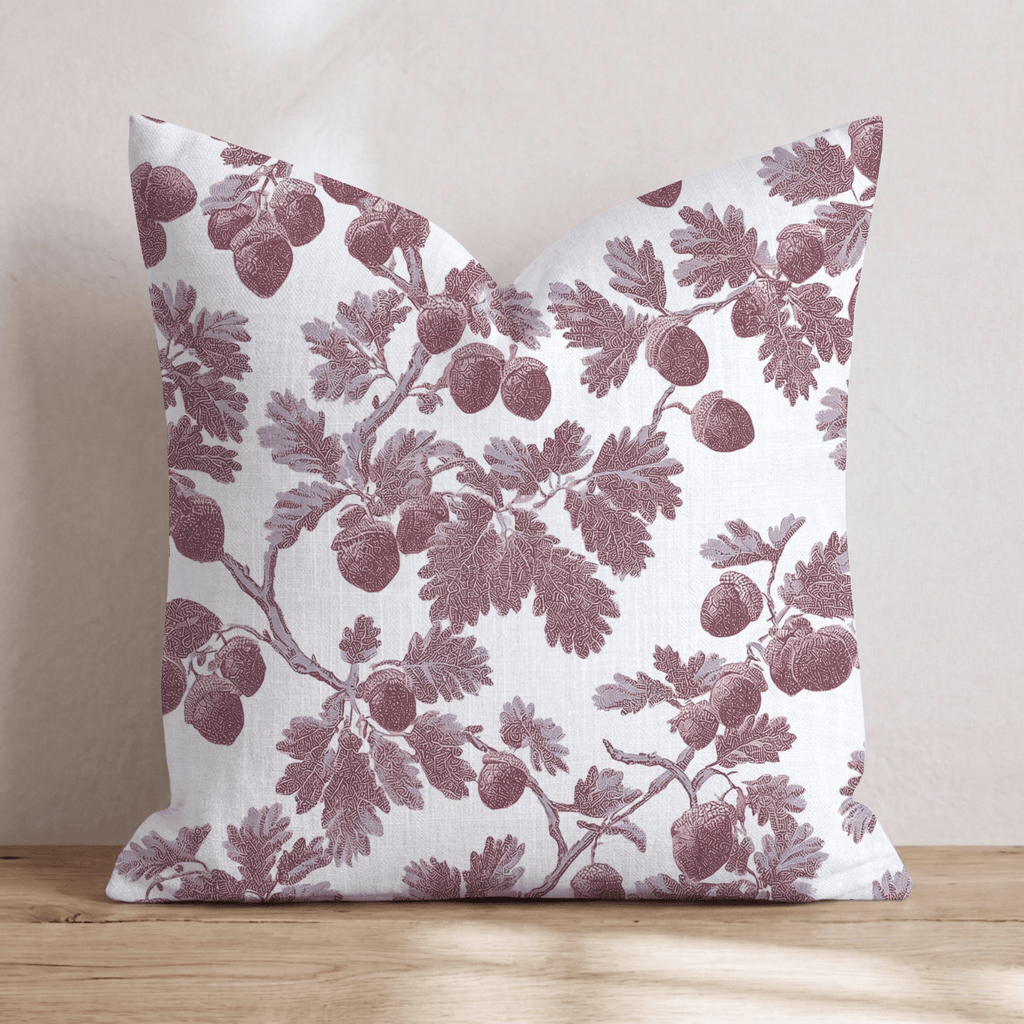Acorn Branch Toile Throw Pillow - Hillcroft Home