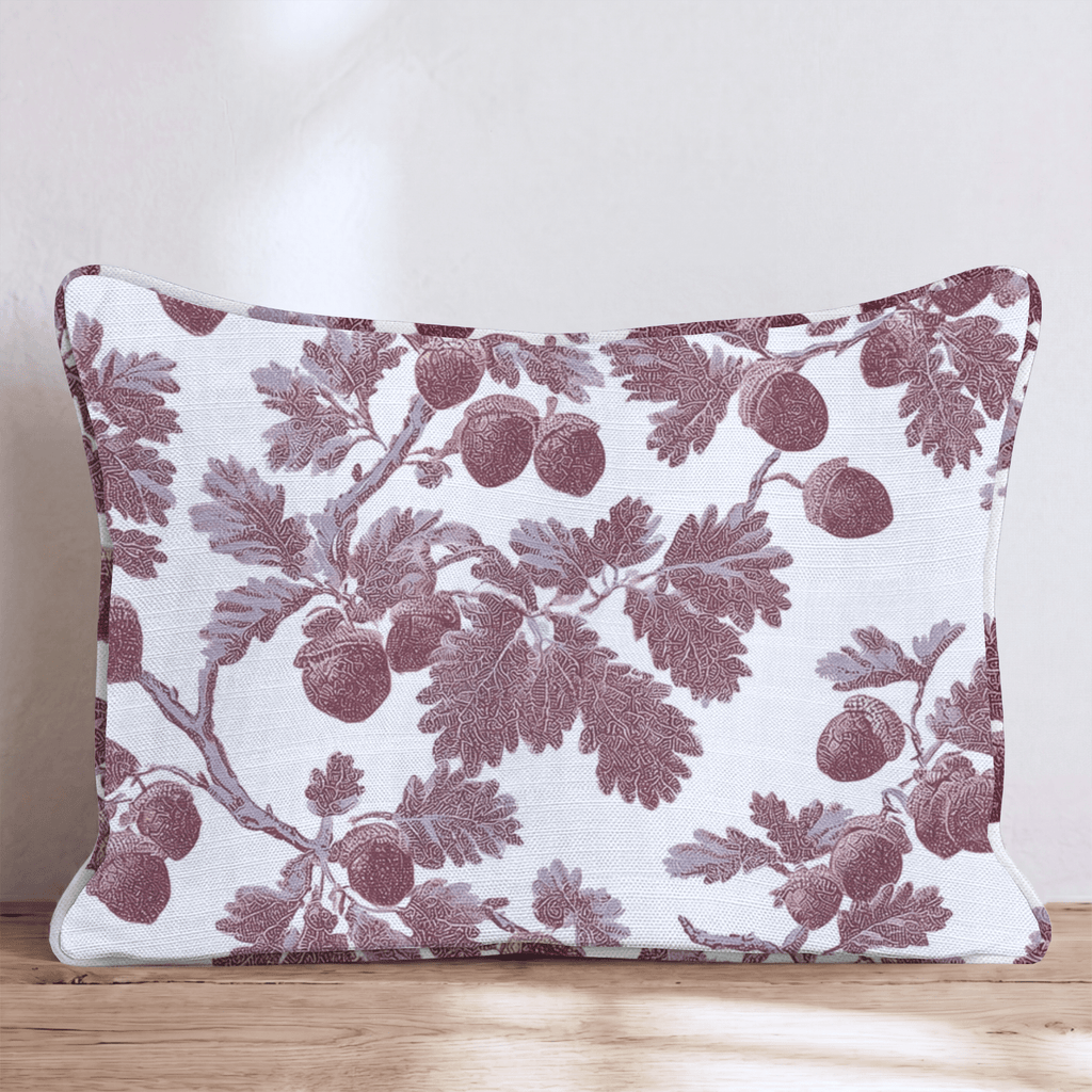 Acorn Branch Toile Throw Pillow - Hillcroft Home