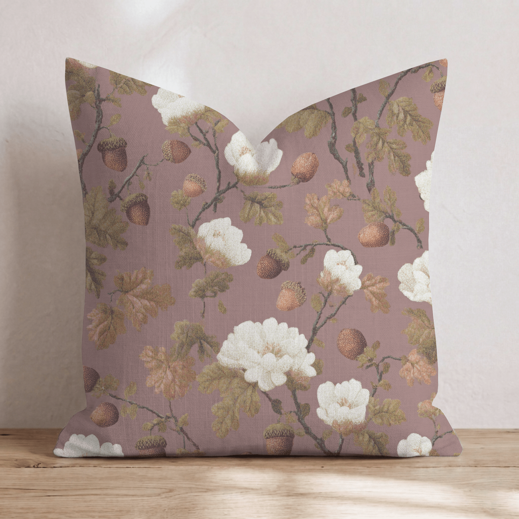 Acorns and Florals Throw Pillow - Hillcroft Home